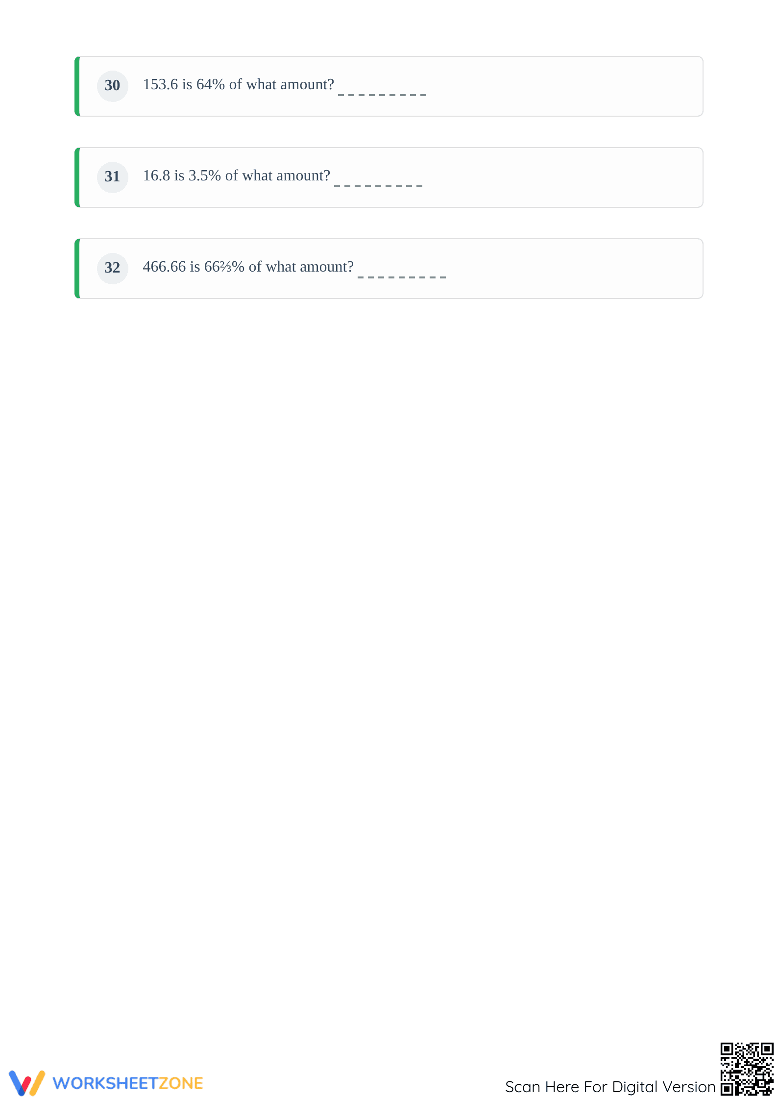 Calculate Original Amount Worksheet | Essential Grade 6 Math - Page 5
