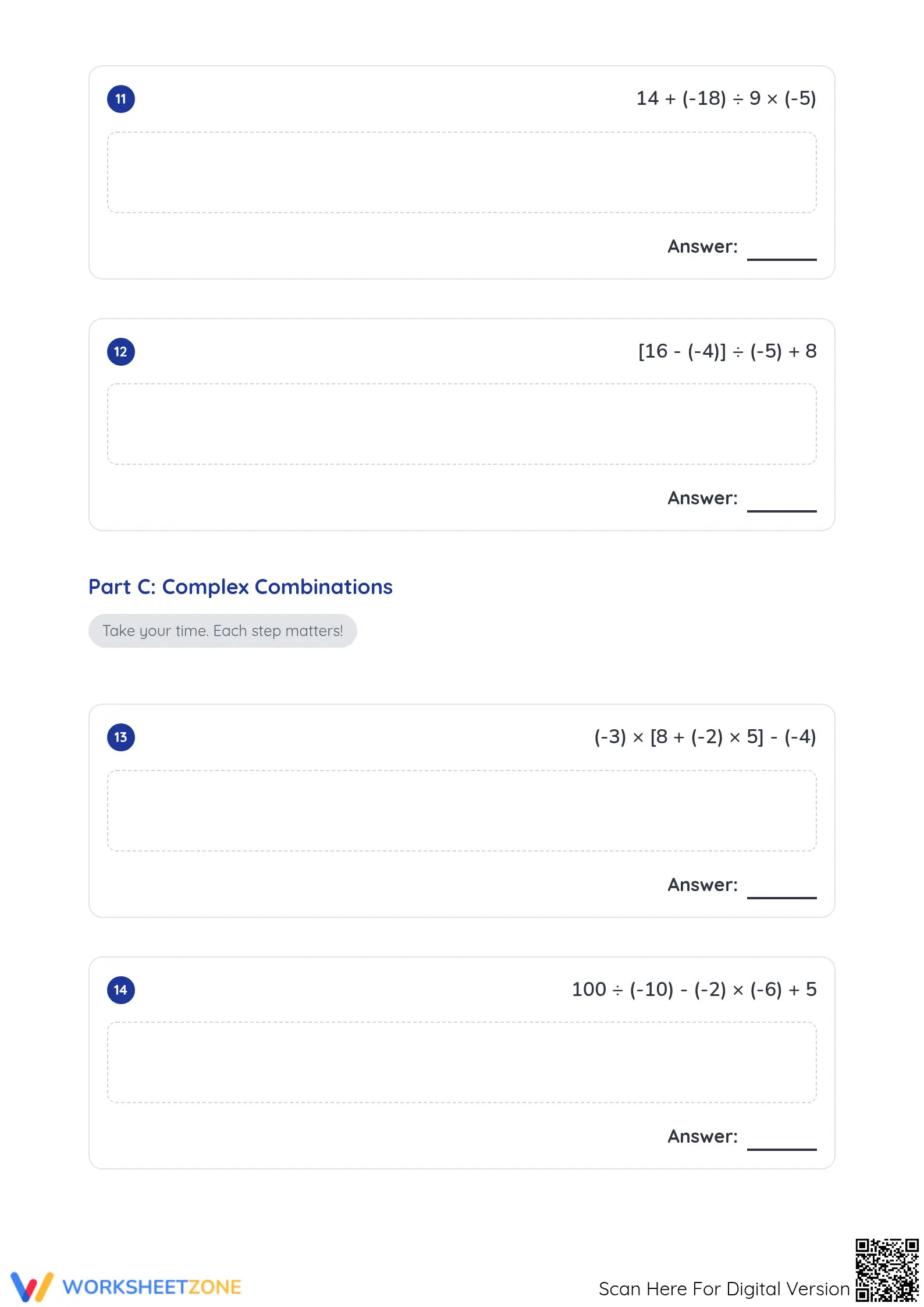 Essential Order of Operations Integer Worksheet | Grade 7 - Page 4
