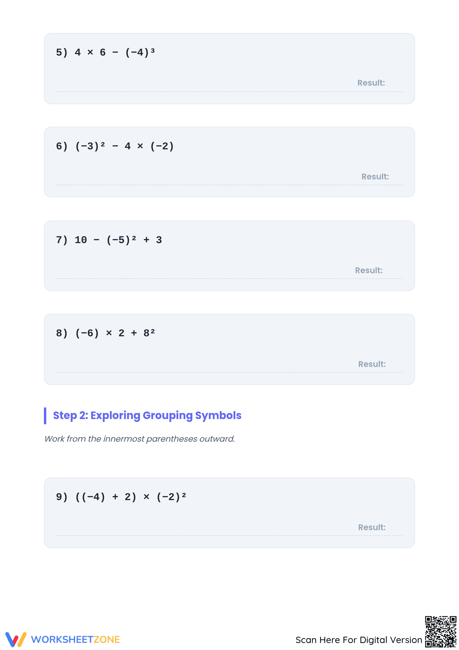 Essential Order of Operations Worksheet | Grade 7 Math - Page 2