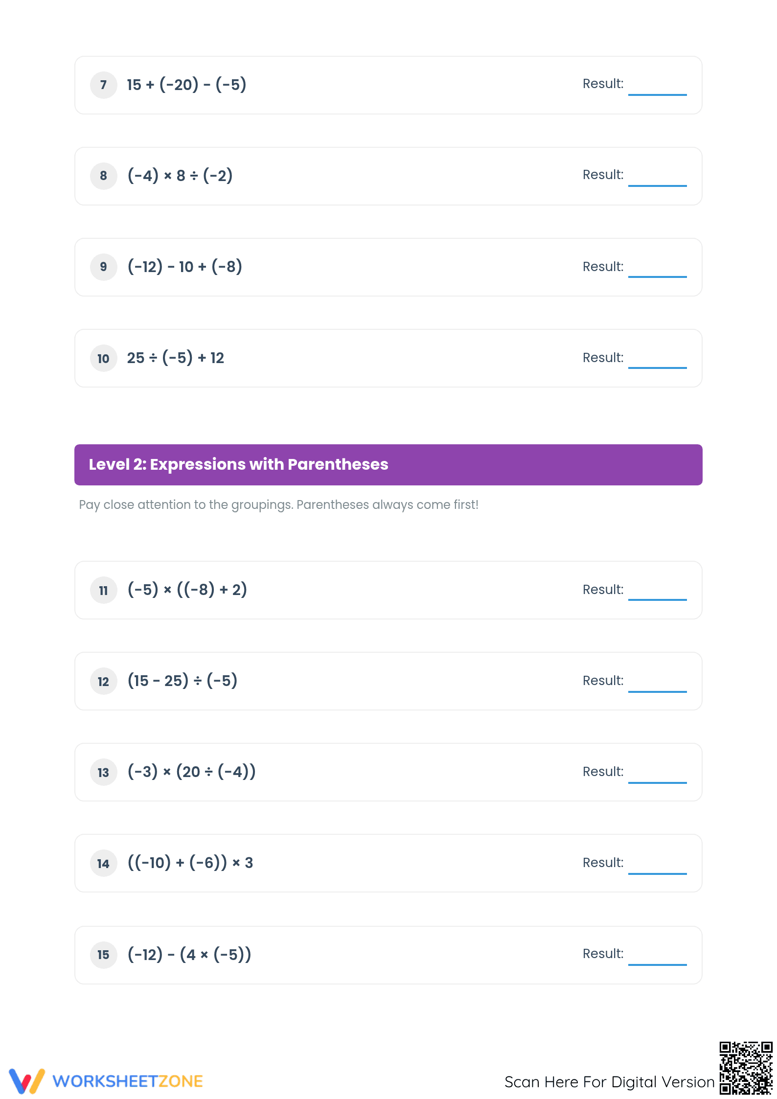 Essential Order of Operations with Integers | Grade 6-8 - Page 2