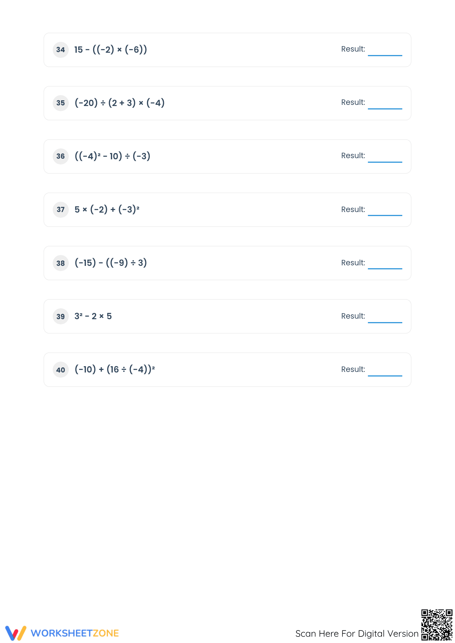 Essential Order of Operations with Integers | Grade 6-8 - Page 5