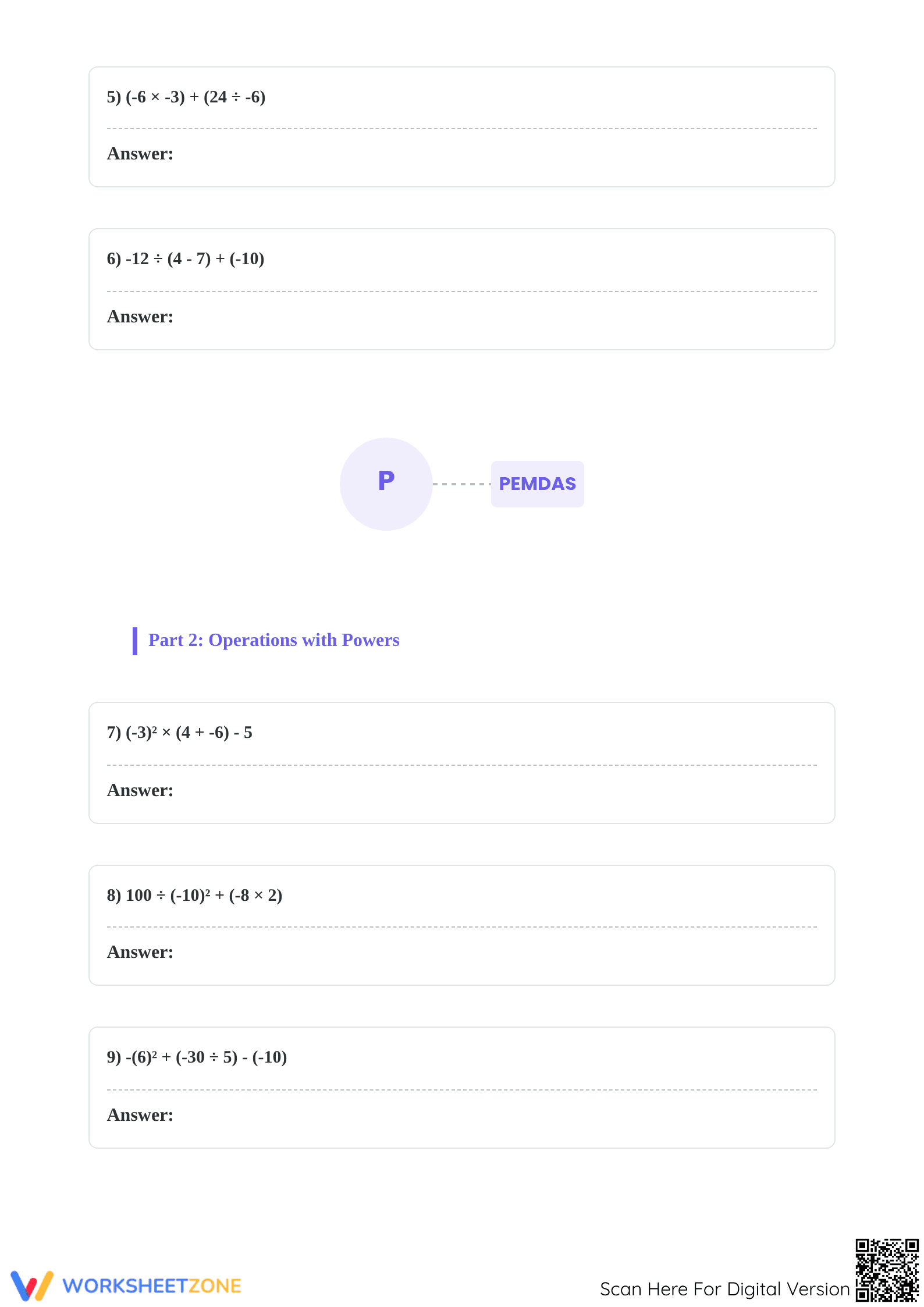 7.NS.A.3 Integer Order of Operations — Essential Worksheet - Page 2