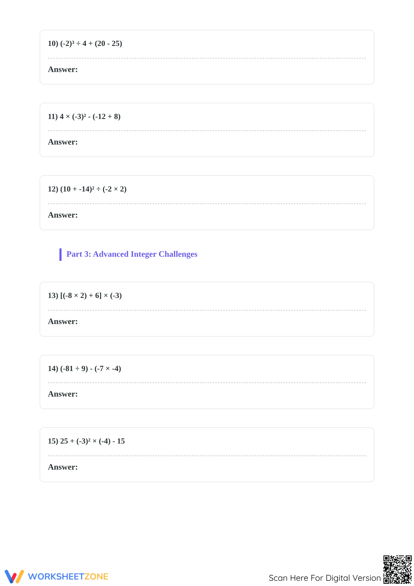 7.NS.A.3 Integer Order of Operations — Essential Worksheet - Page 3