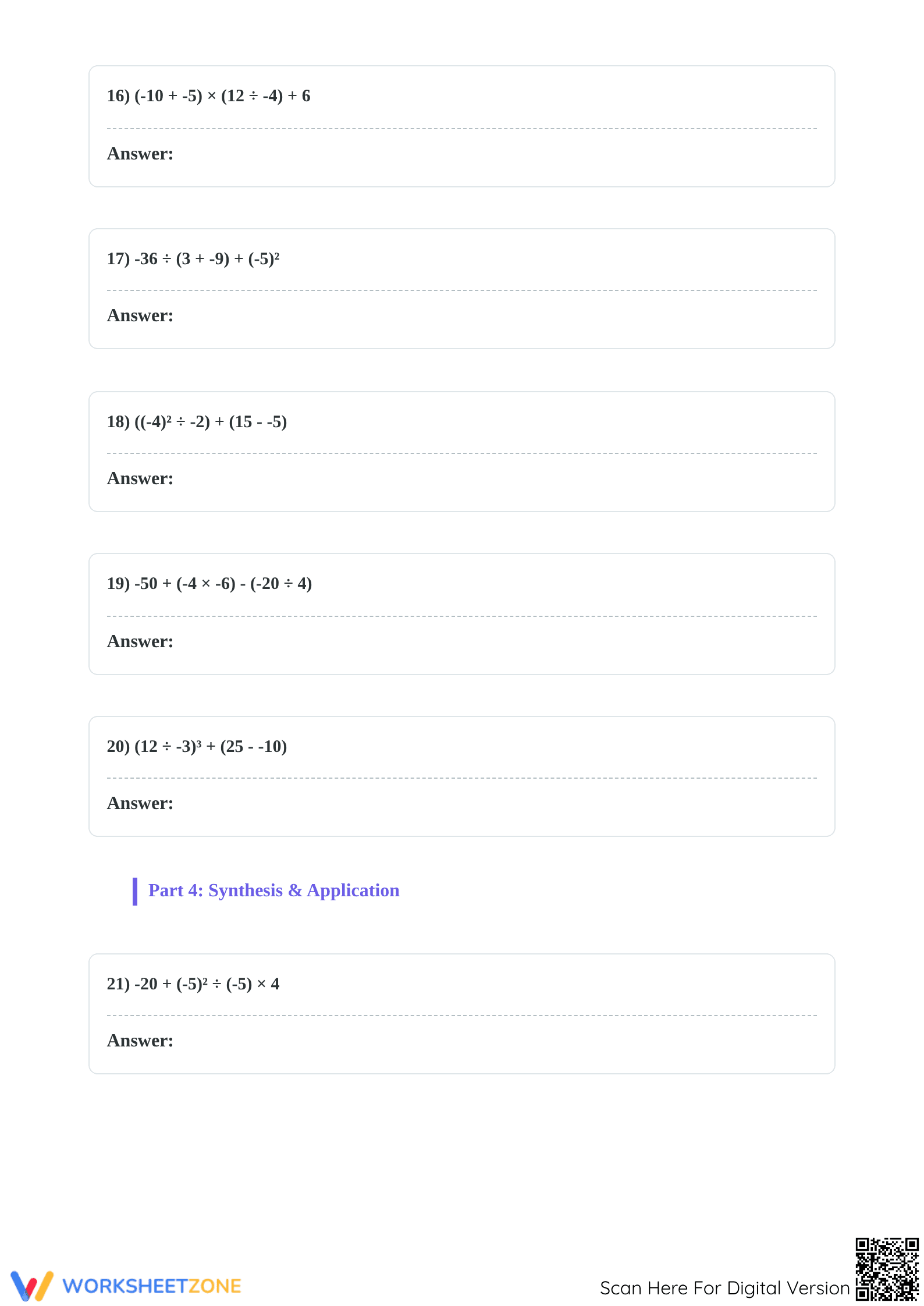 7.NS.A.3 Integer Order of Operations — Essential Worksheet - Page 4