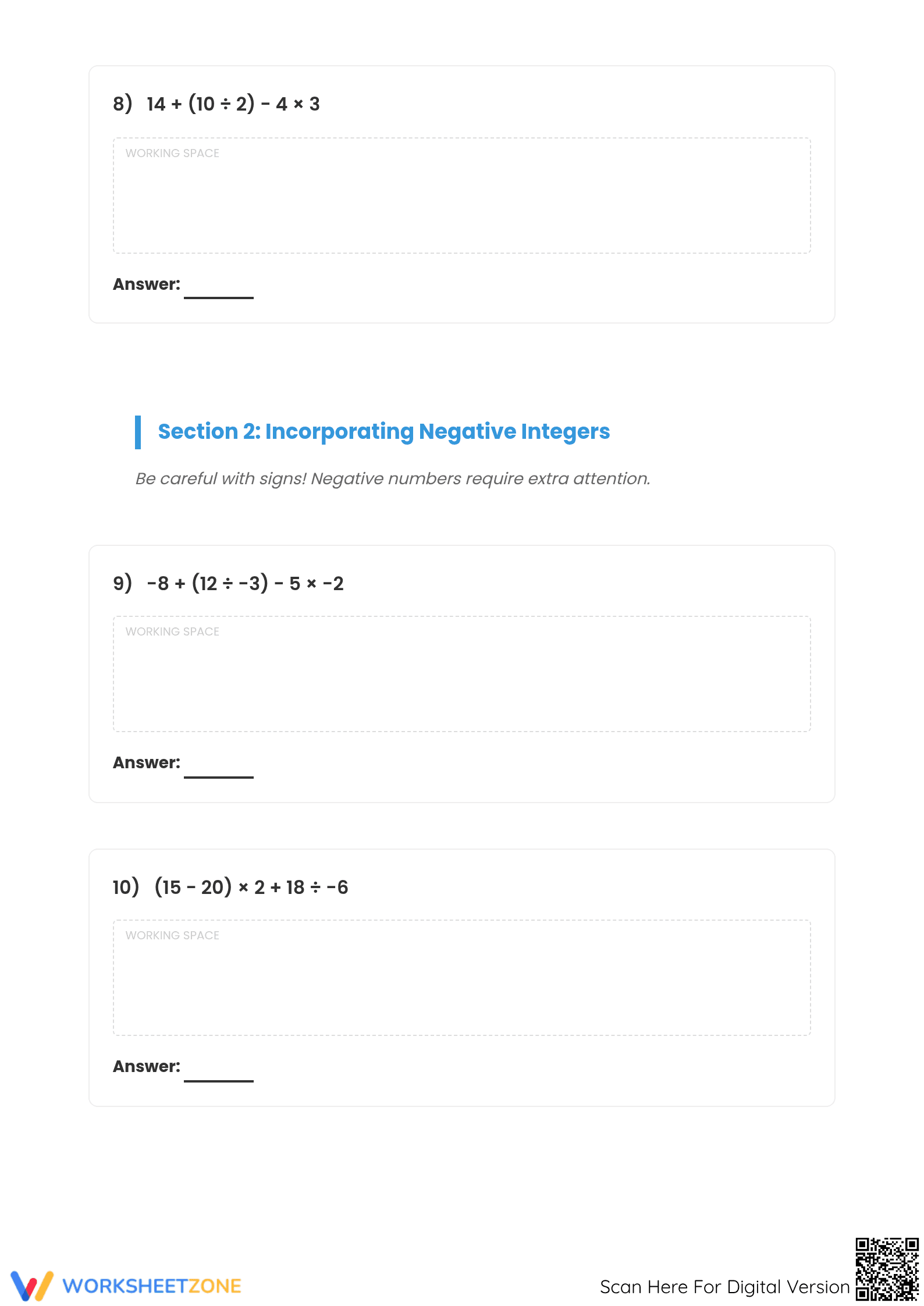 Order of Operations with Integers | Essential Grade 7 Math - Page 4