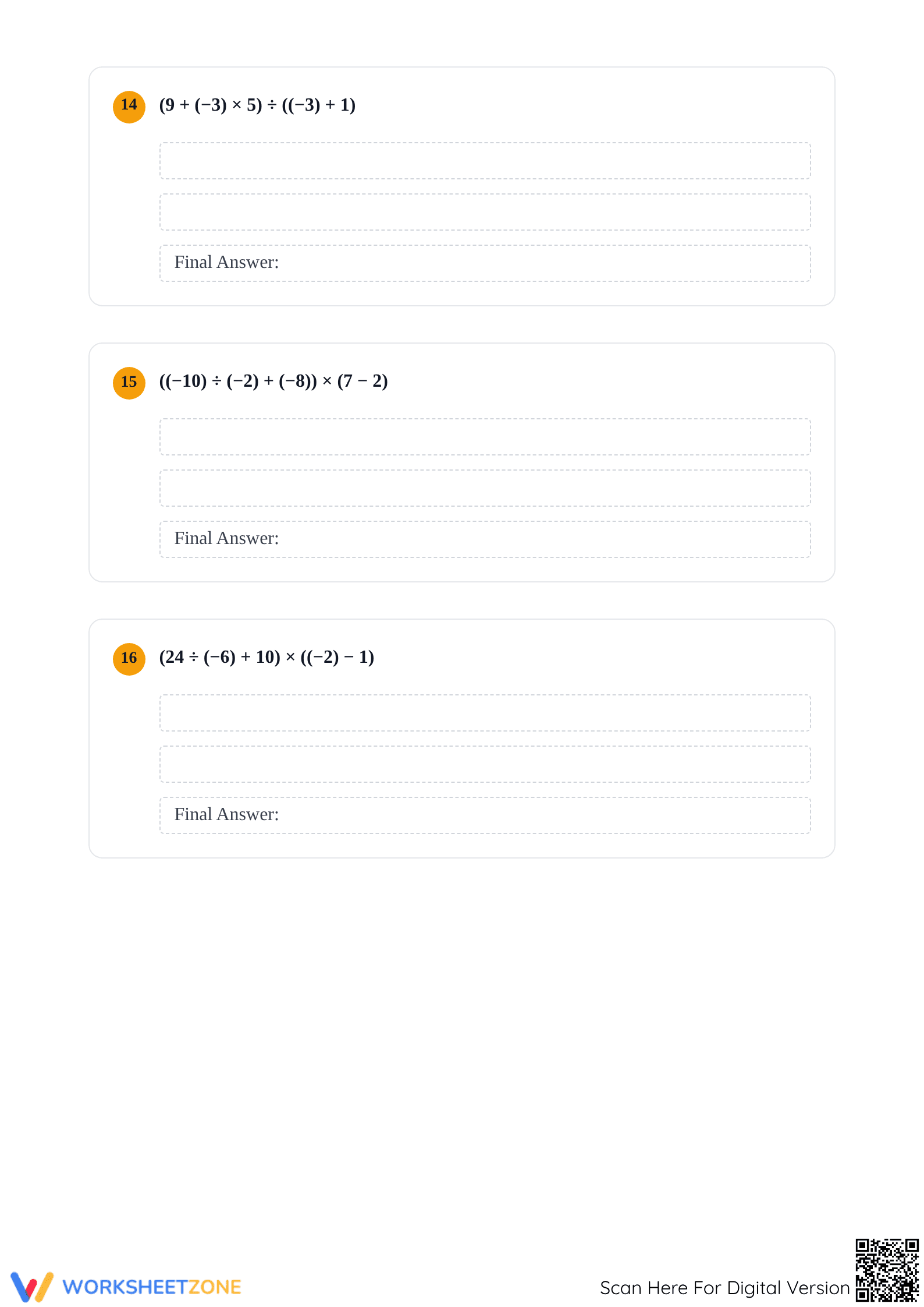 Essential Order of Operations with Integers | Grade 7 Math - Page 5