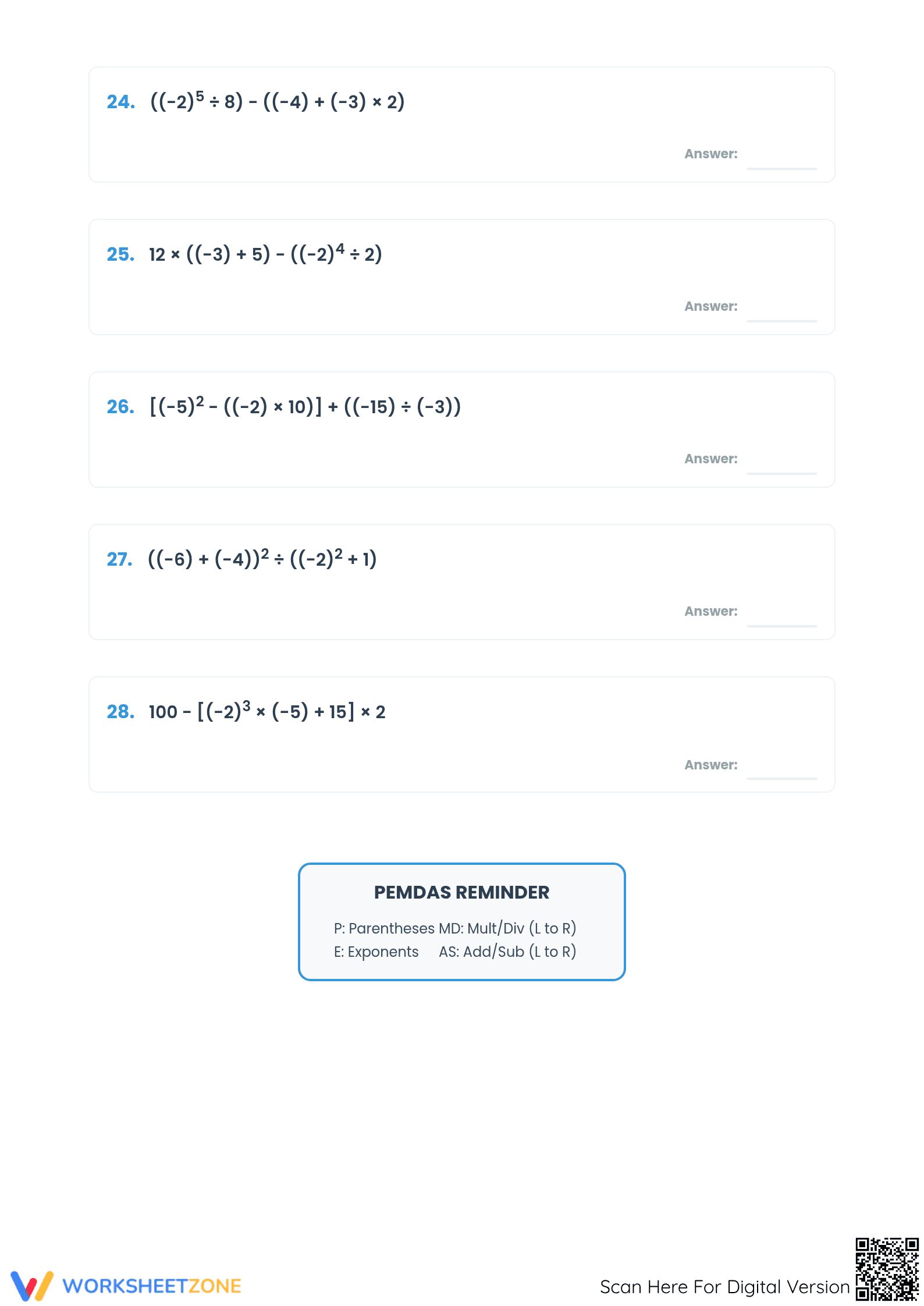 Essential Order of Operations Worksheet | Grade 6 Math - Page 5
