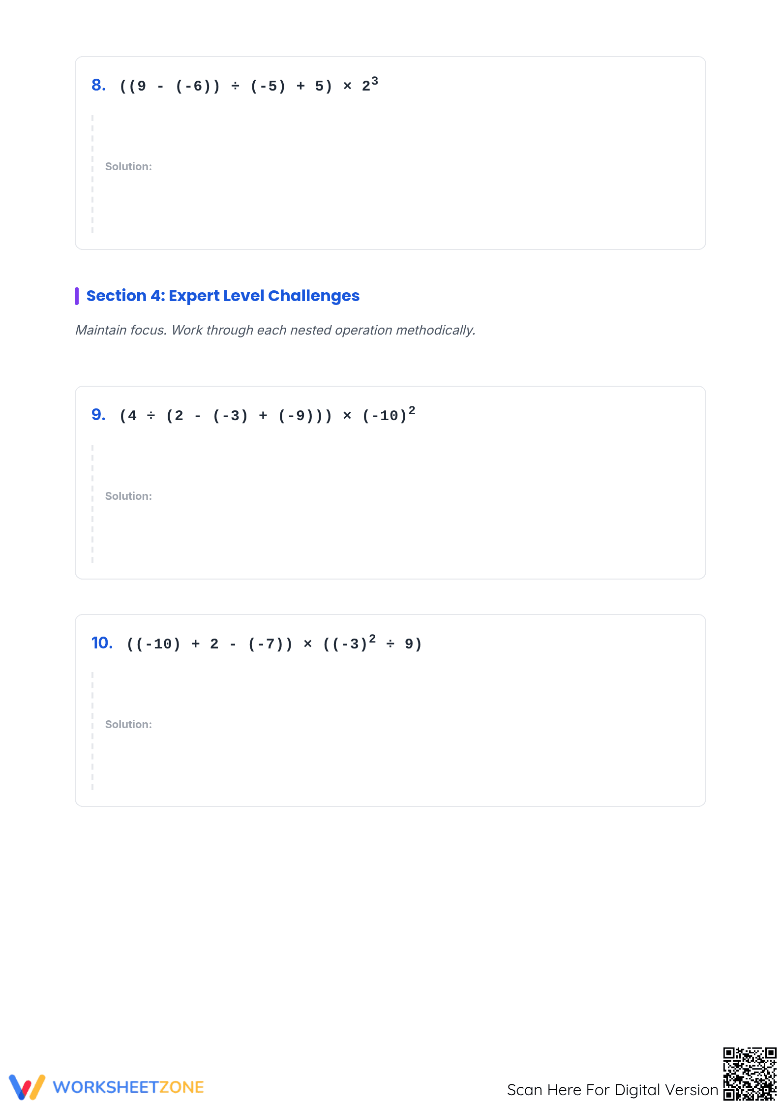Essential Order of Operations with Integers | Grade 7 - Page 3