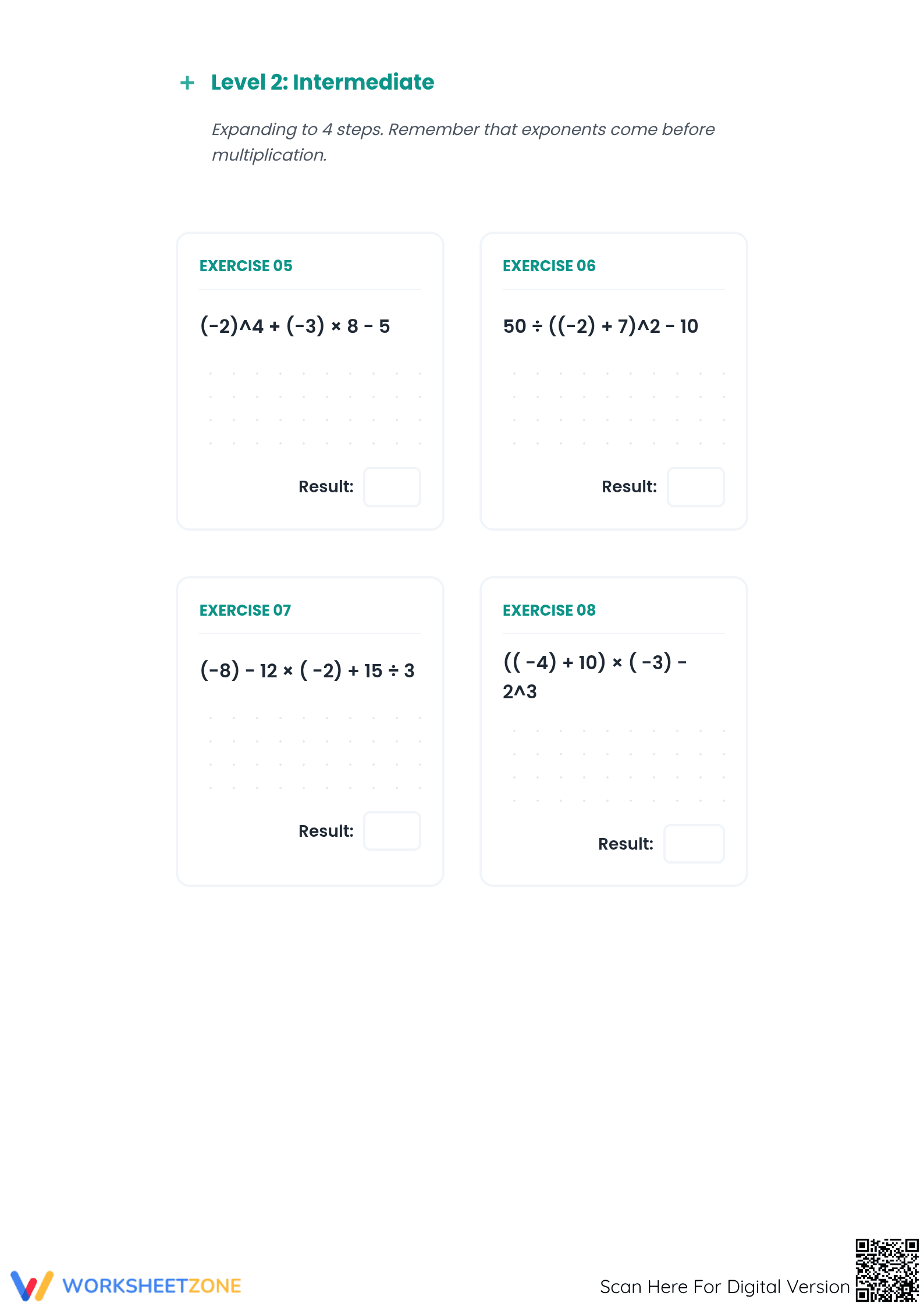 Order of Operations with Integers Worksheet | Essential Practice - Page 2
