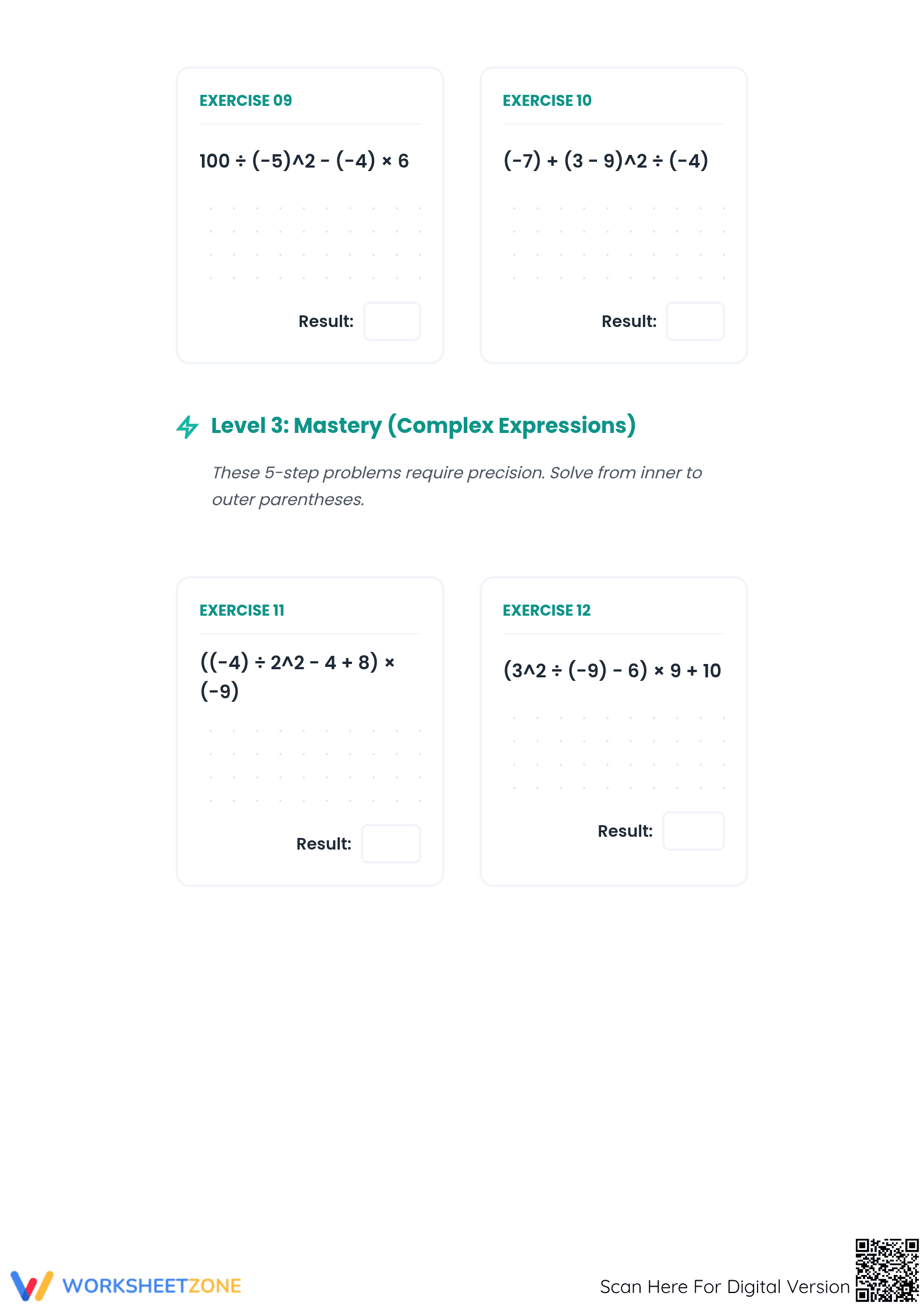 Order of Operations with Integers Worksheet | Essential Practice - Page 3