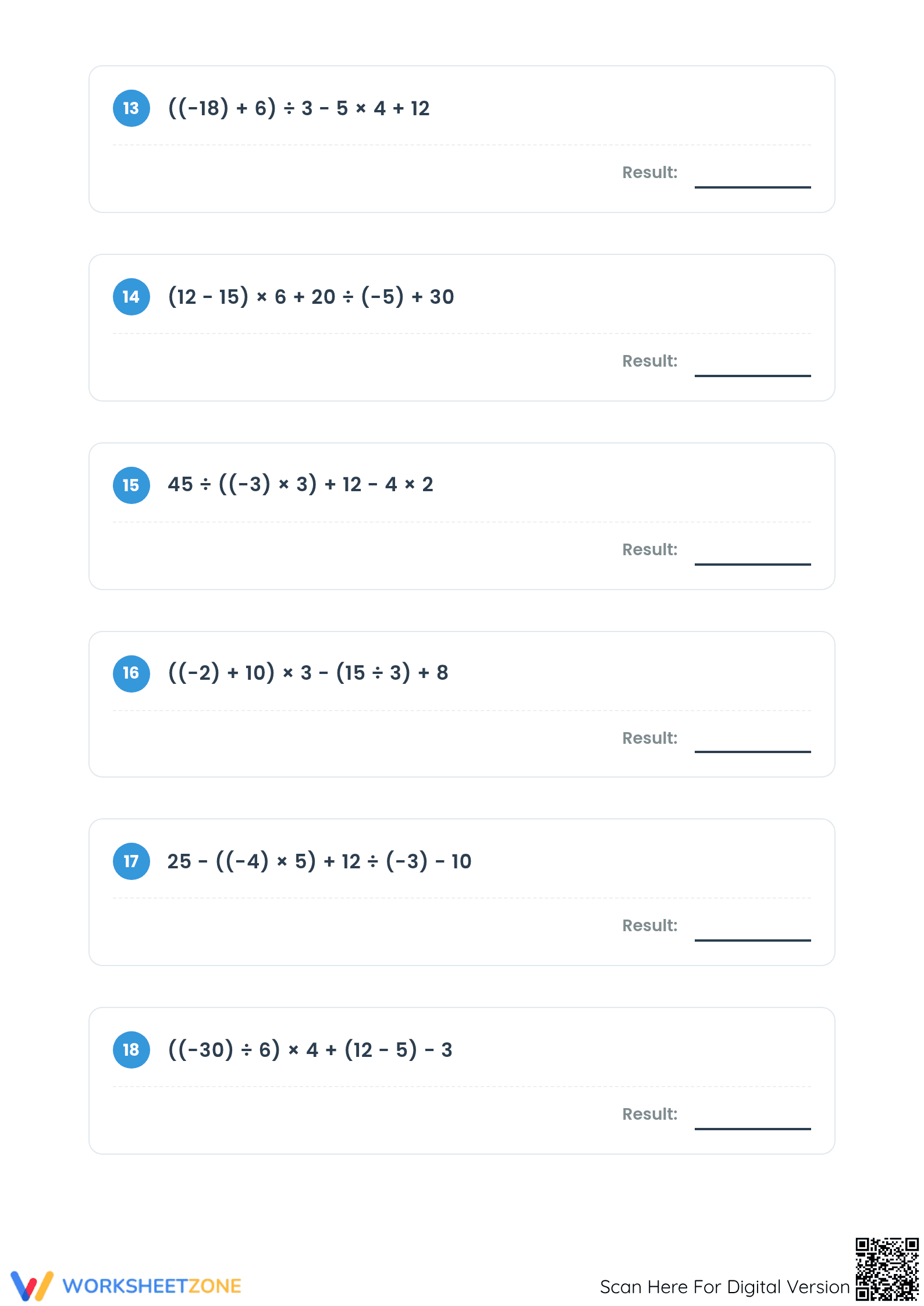 Essential Order of Operations with Integers Worksheet - Page 4
