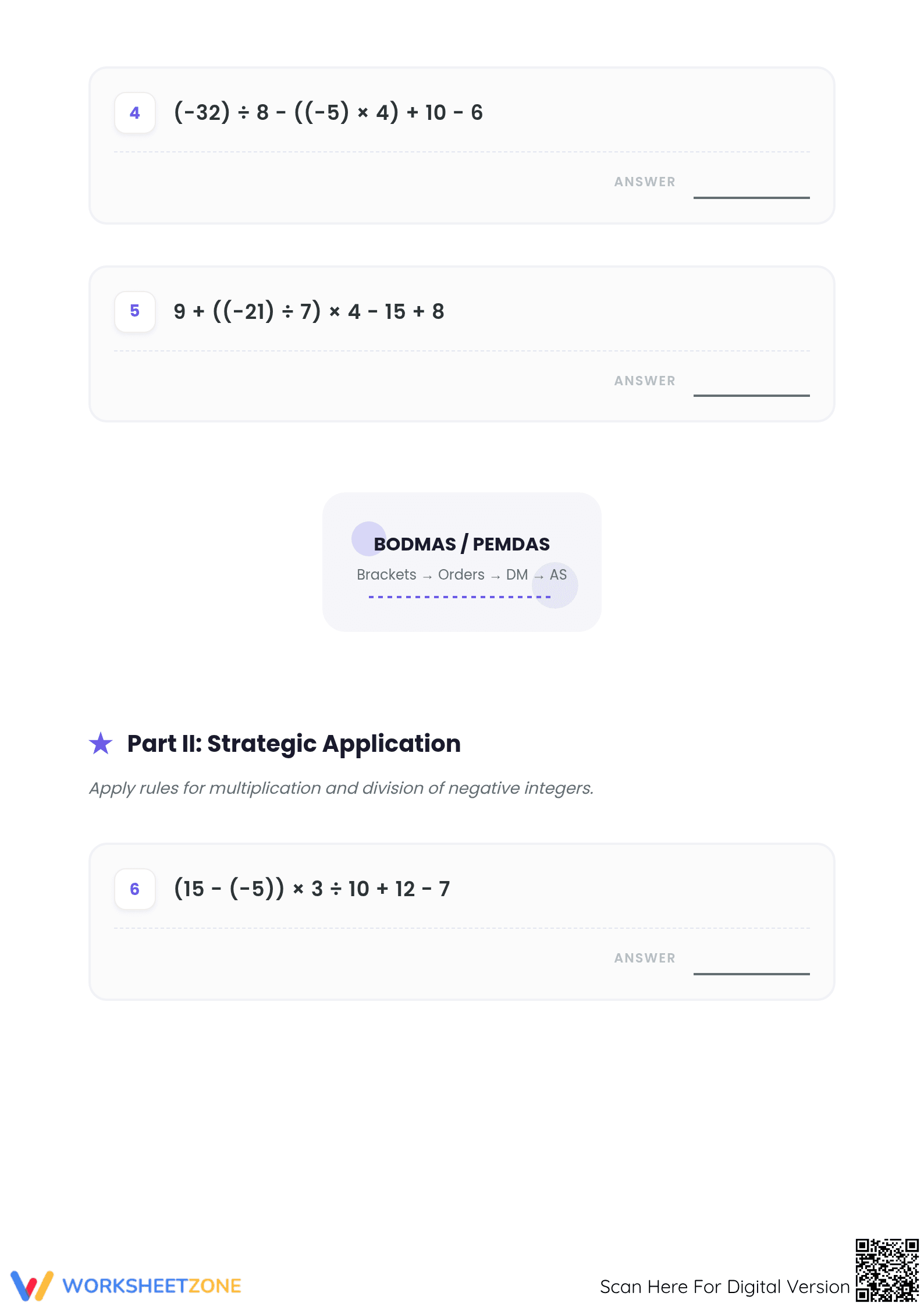 Essential Integer Operations Mastery Worksheet | Grade 7 - Page 2