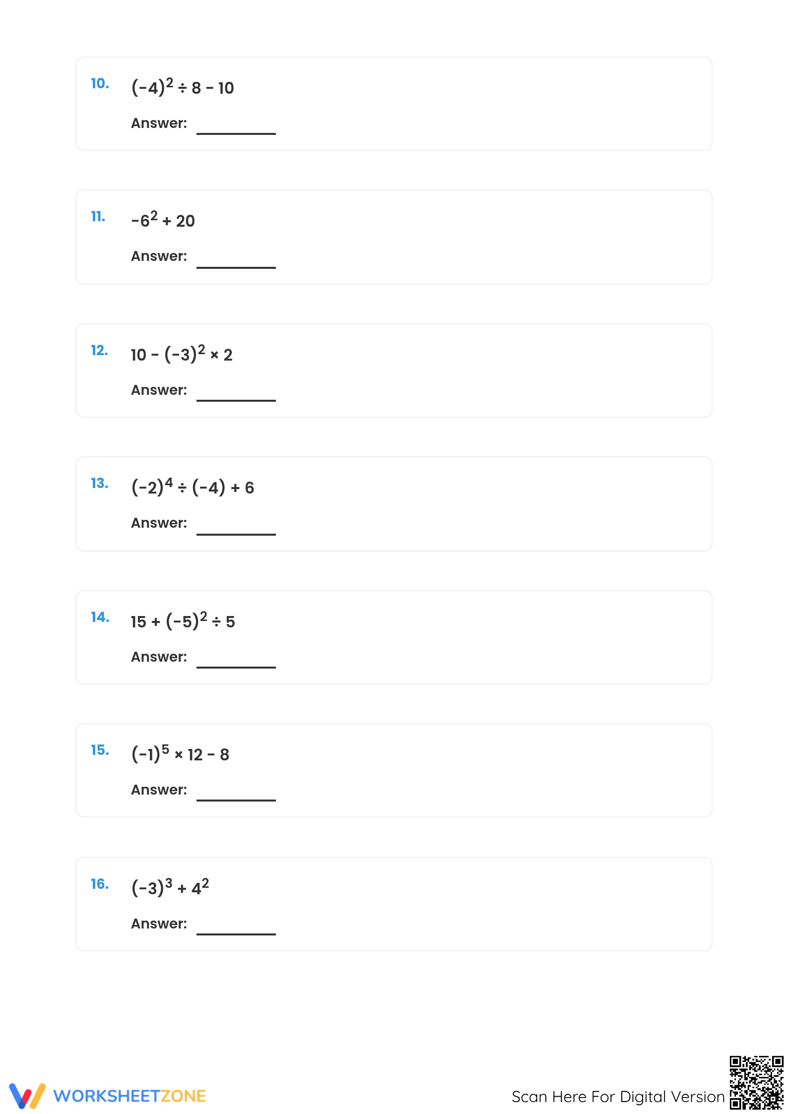 Order of Operations with Integers | Essential Grade 6 Math - Page 3