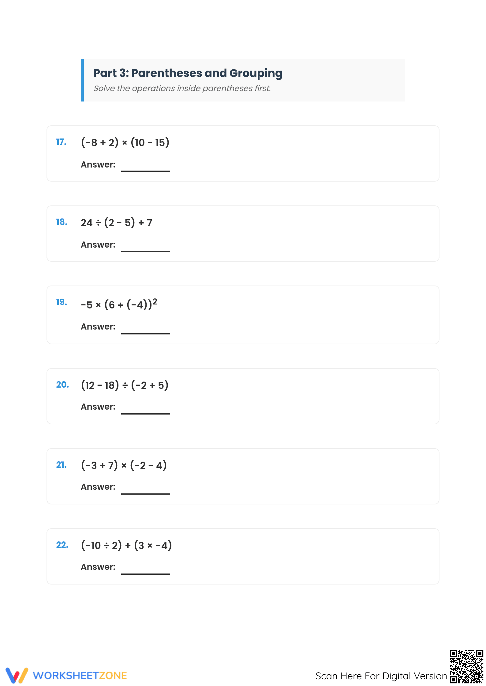 Order of Operations with Integers | Essential Grade 6 Math - Page 4