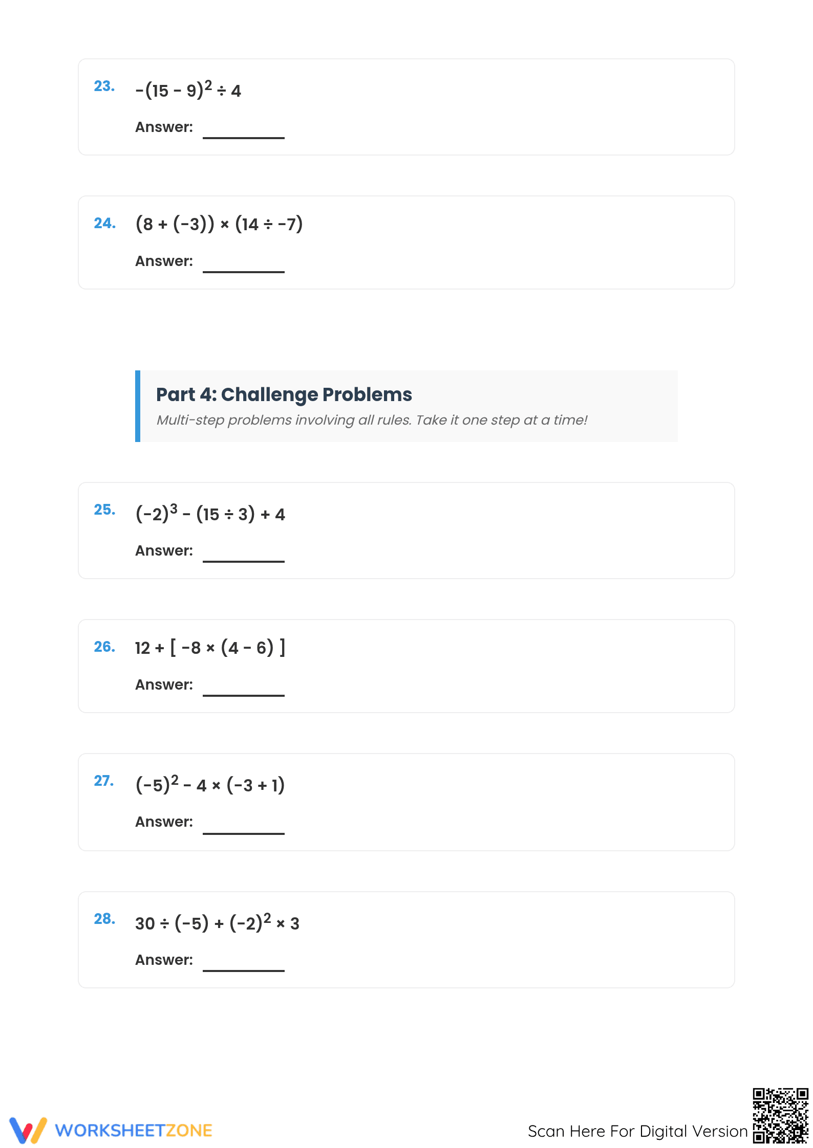 Order of Operations with Integers | Essential Grade 6 Math - Page 5