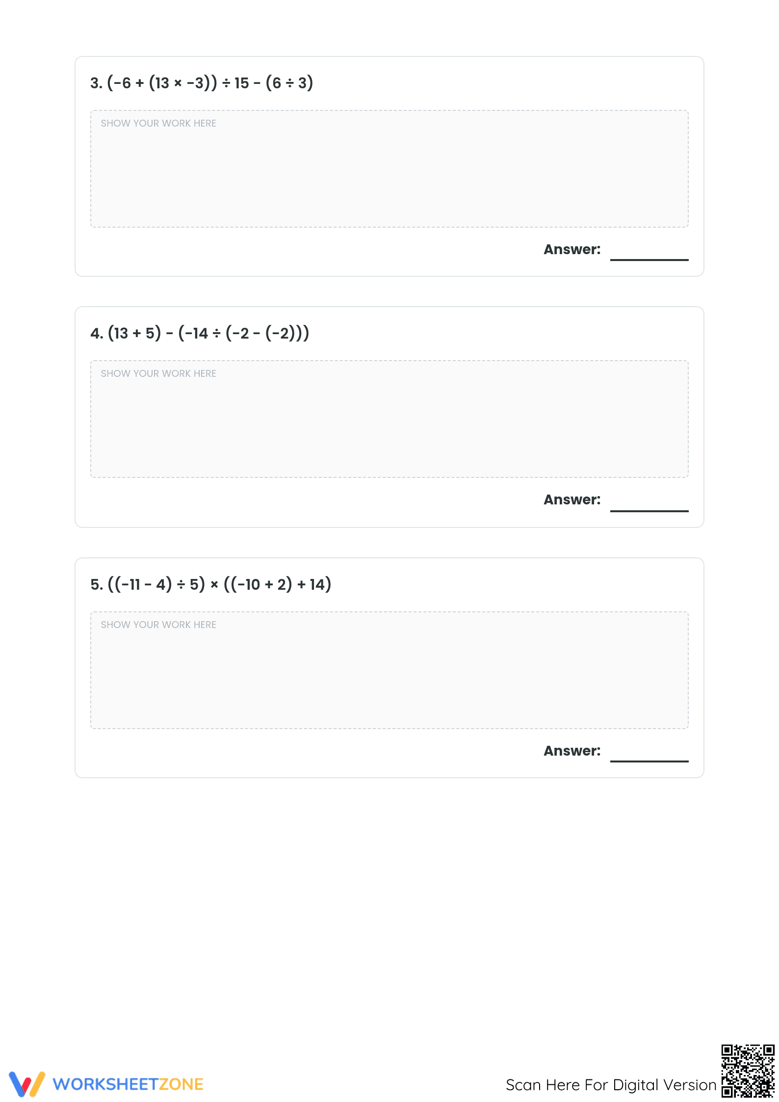 Essential Order of Operations with Integers | Grade 7 - Page 2
