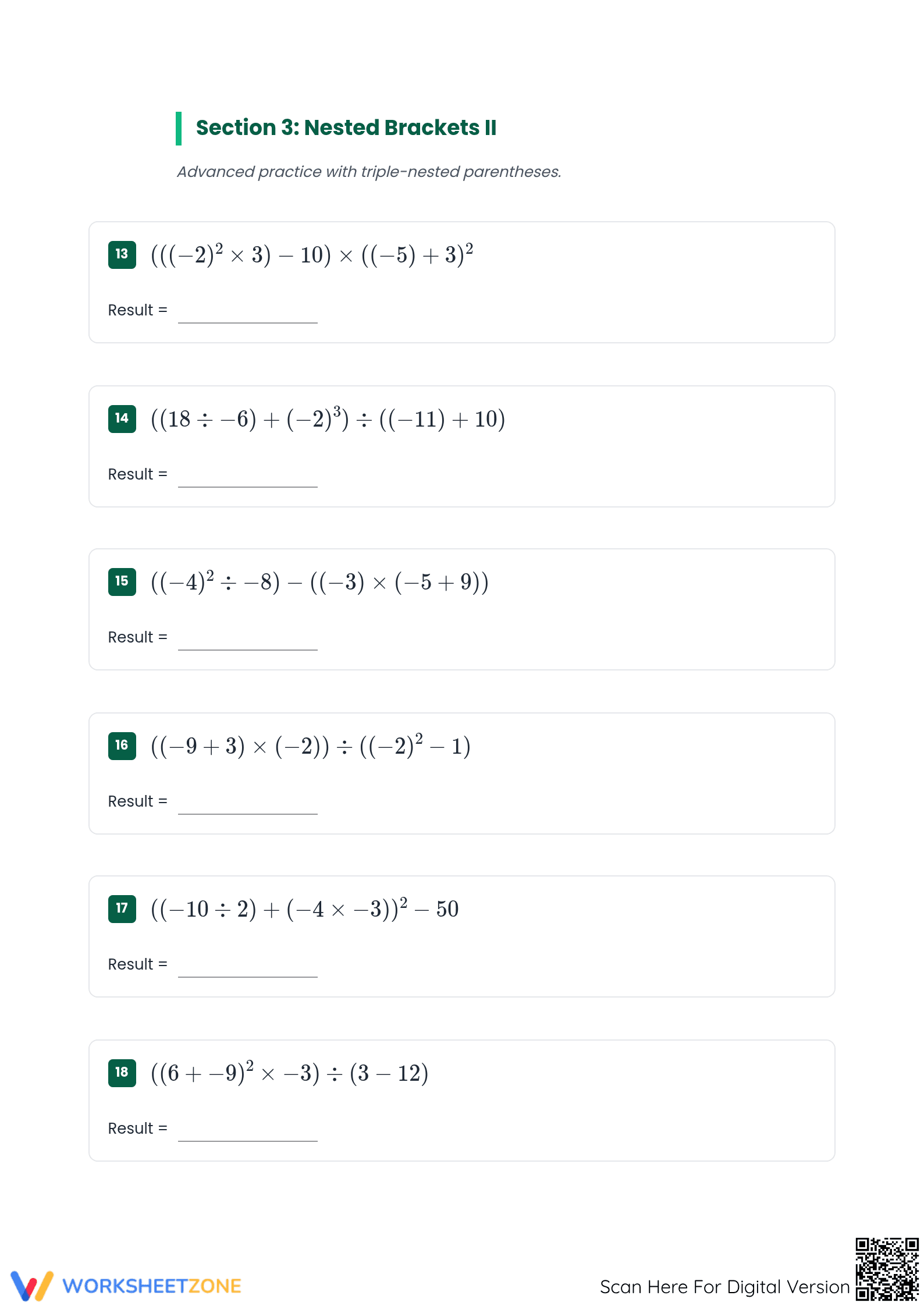 Order of Operations Integers Worksheet | Grade 7 Essential - Page 4