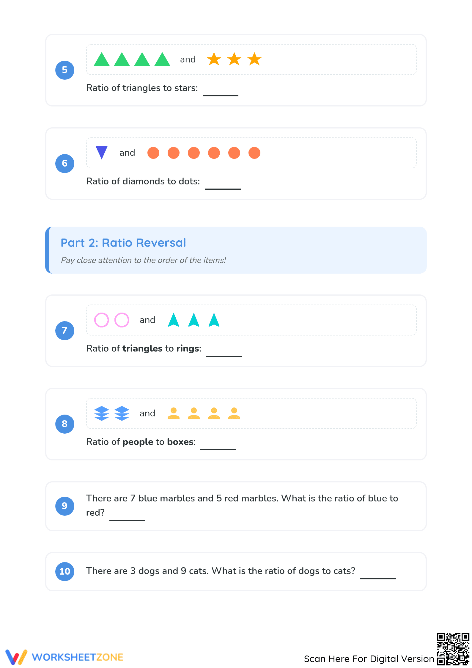 Printable Grade 3 Ratios Worksheet: Fun Picture Patterns - Page 2