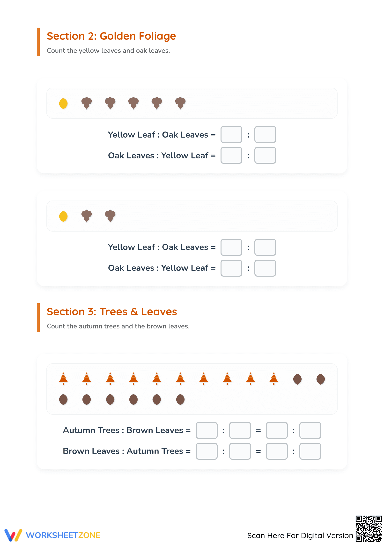 Essential Autumn Ratios Worksheet | Grade 3 Math Practice - Page 2