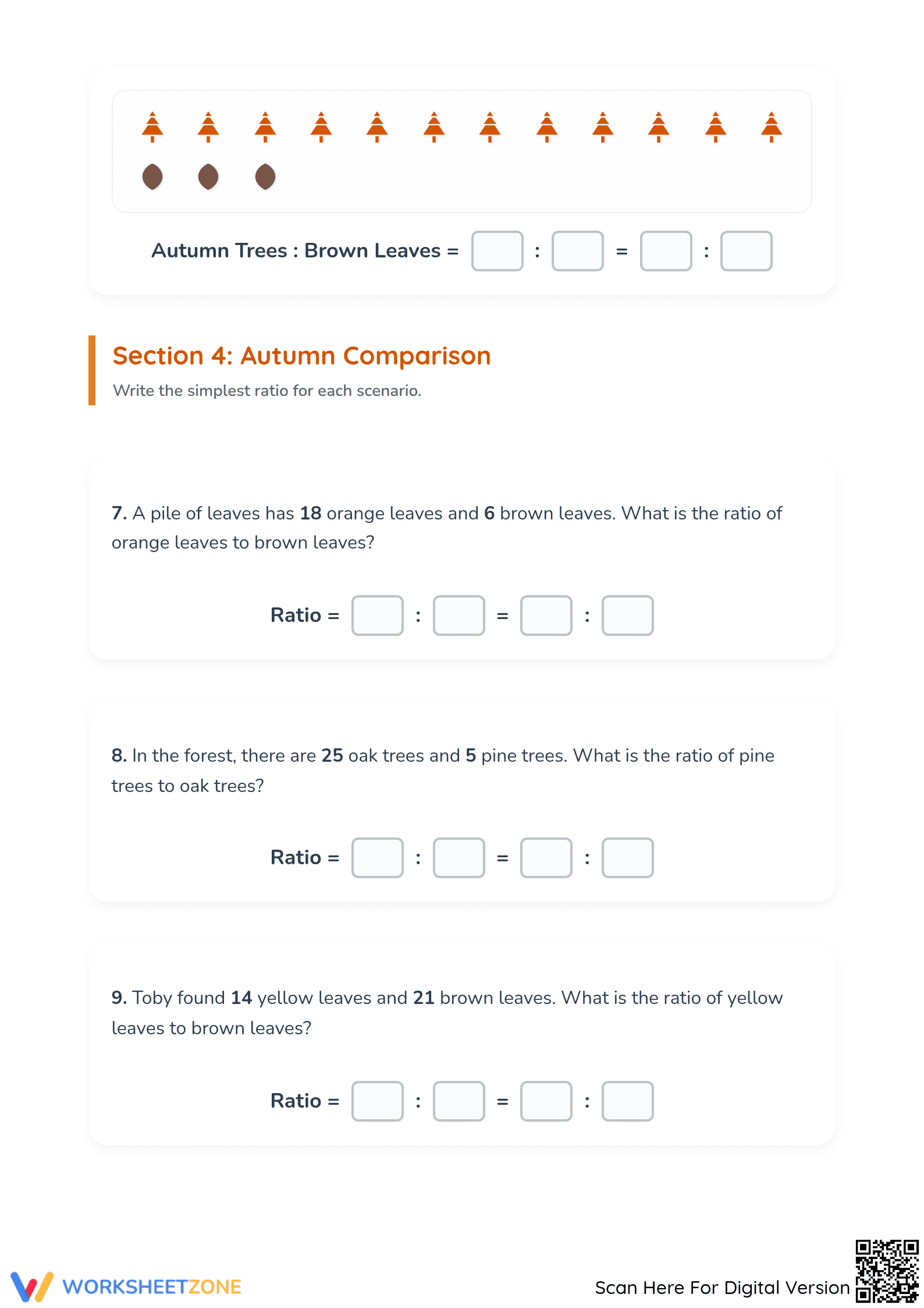 Essential Autumn Ratios Worksheet | Grade 3 Math Practice - Page 3