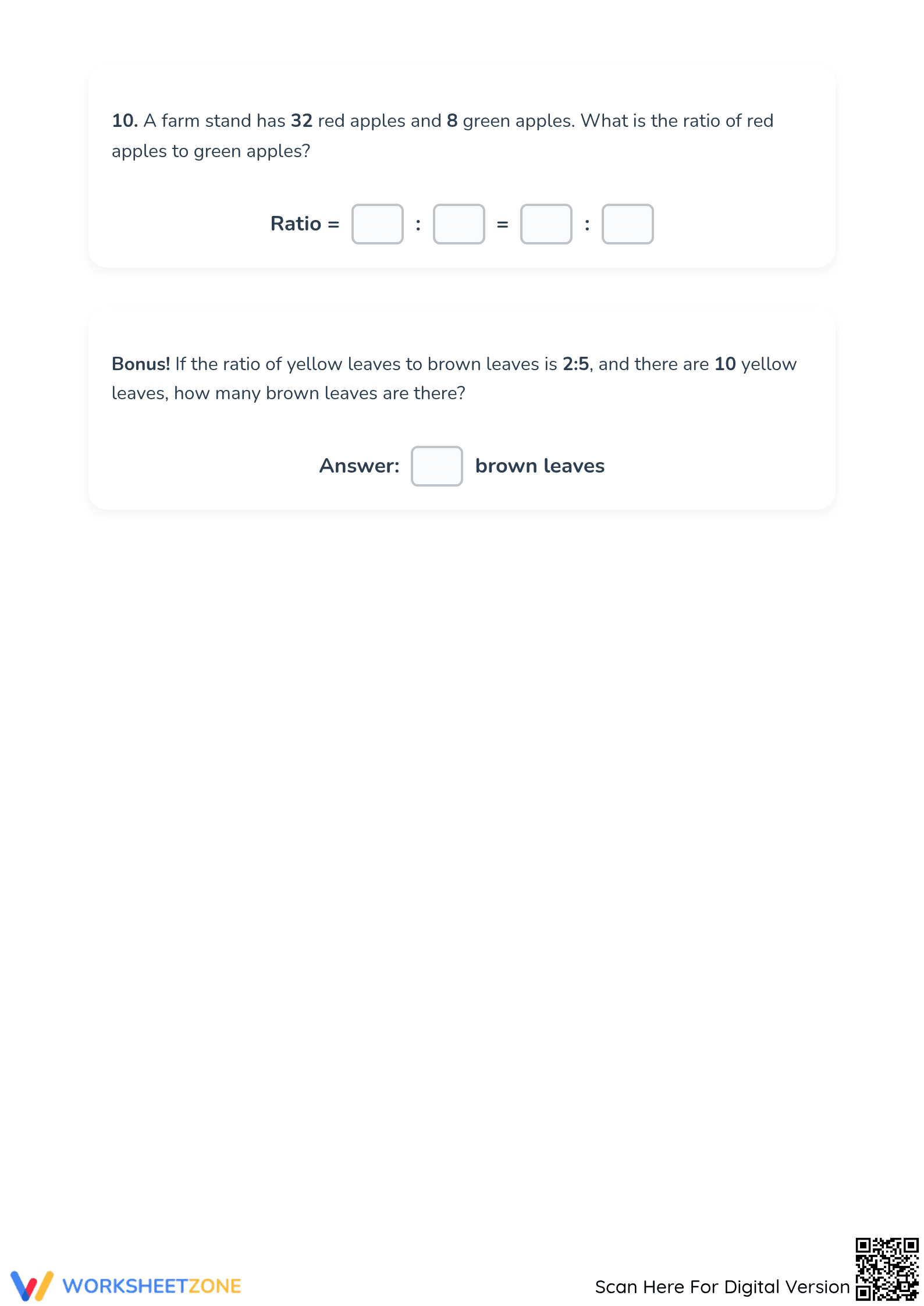 Essential Autumn Ratios Worksheet | Grade 3 Math Practice - Page 4