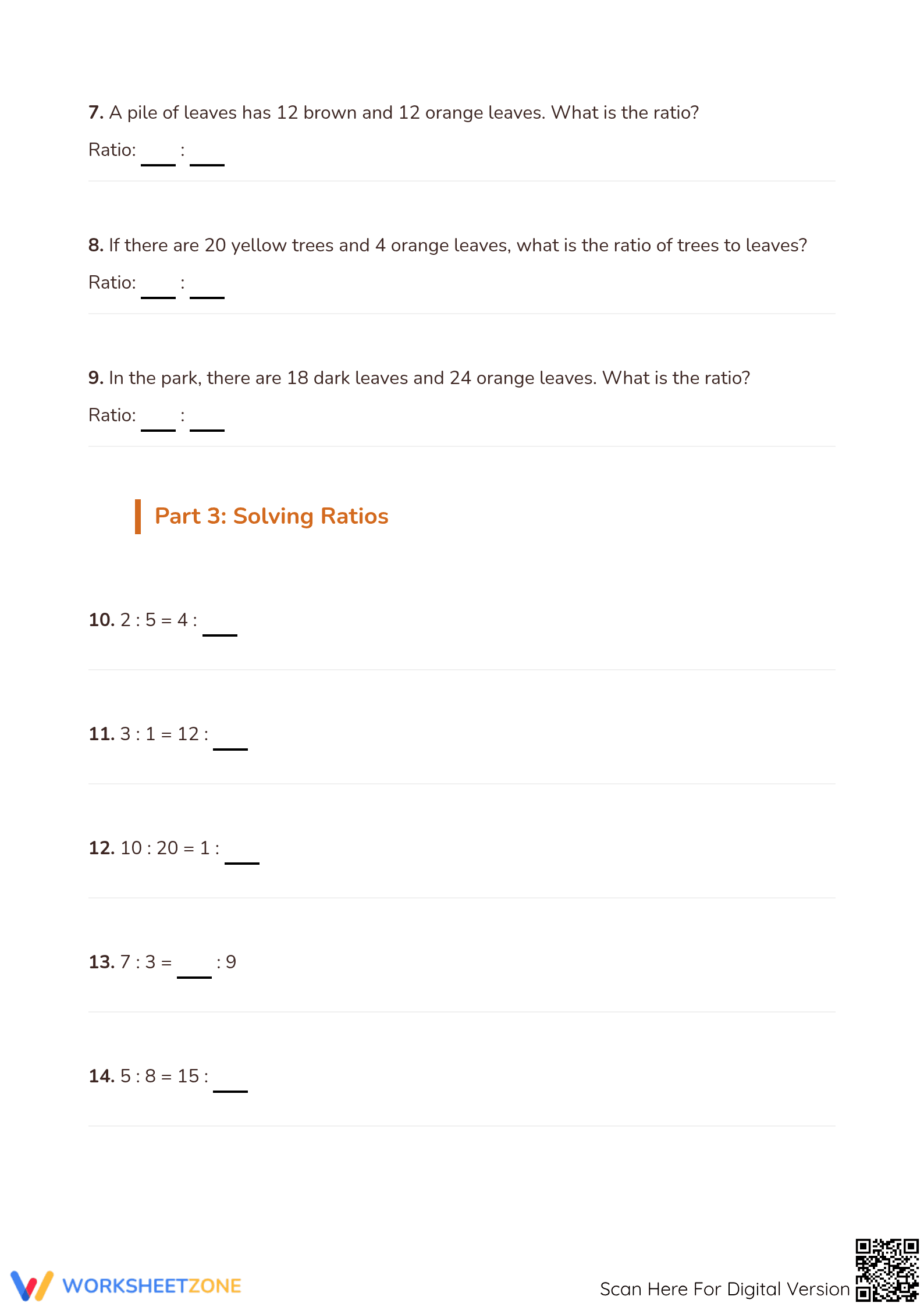 Essential Autumn Ratios Worksheet | Grade 3 Math Packet - Page 3
