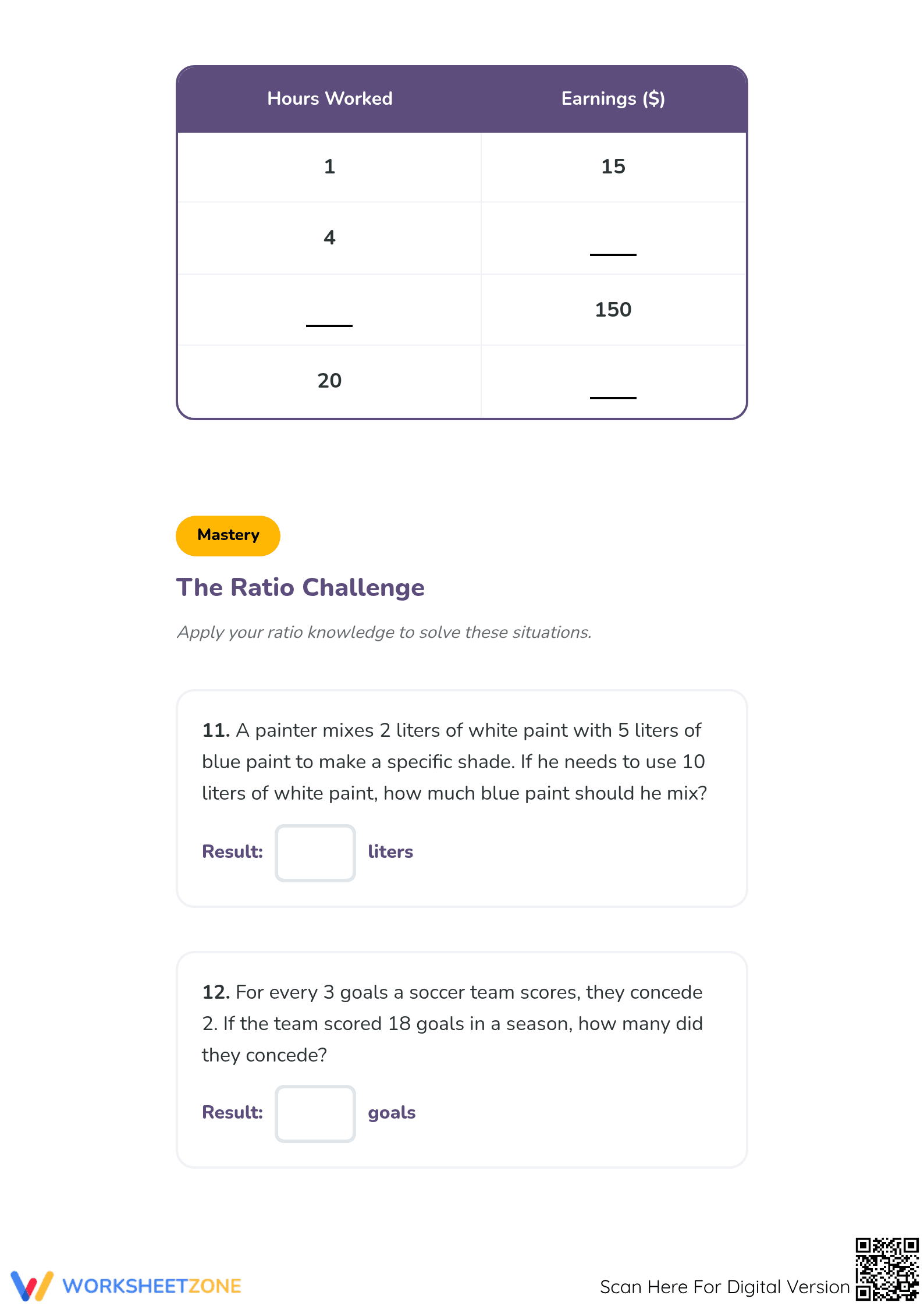 Complete Equivalent Ratios Worksheet | Grade 5-6 Math - Page 4