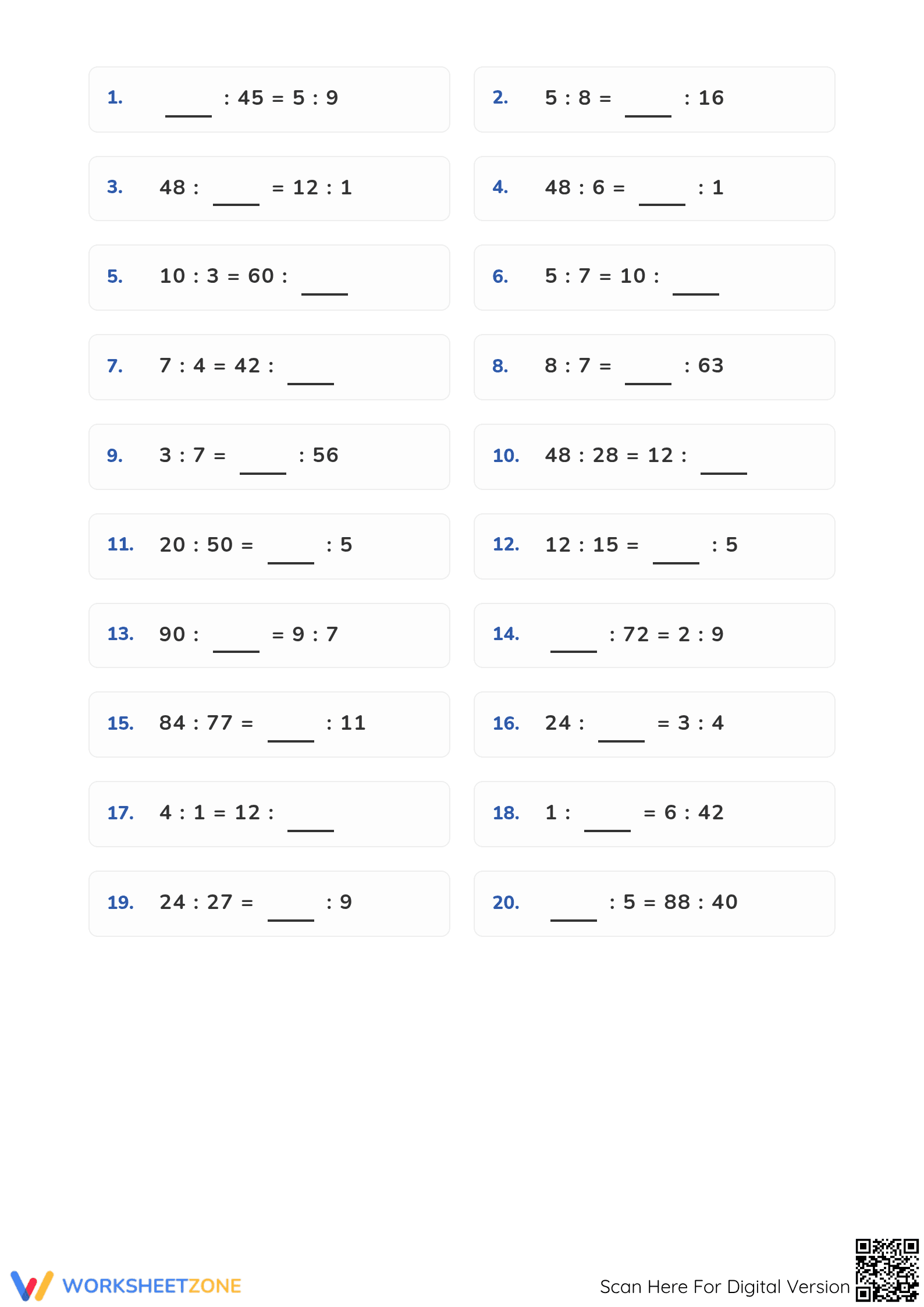 Essential Equivalent Ratios Worksheet | Grade 6 Math - Page 2