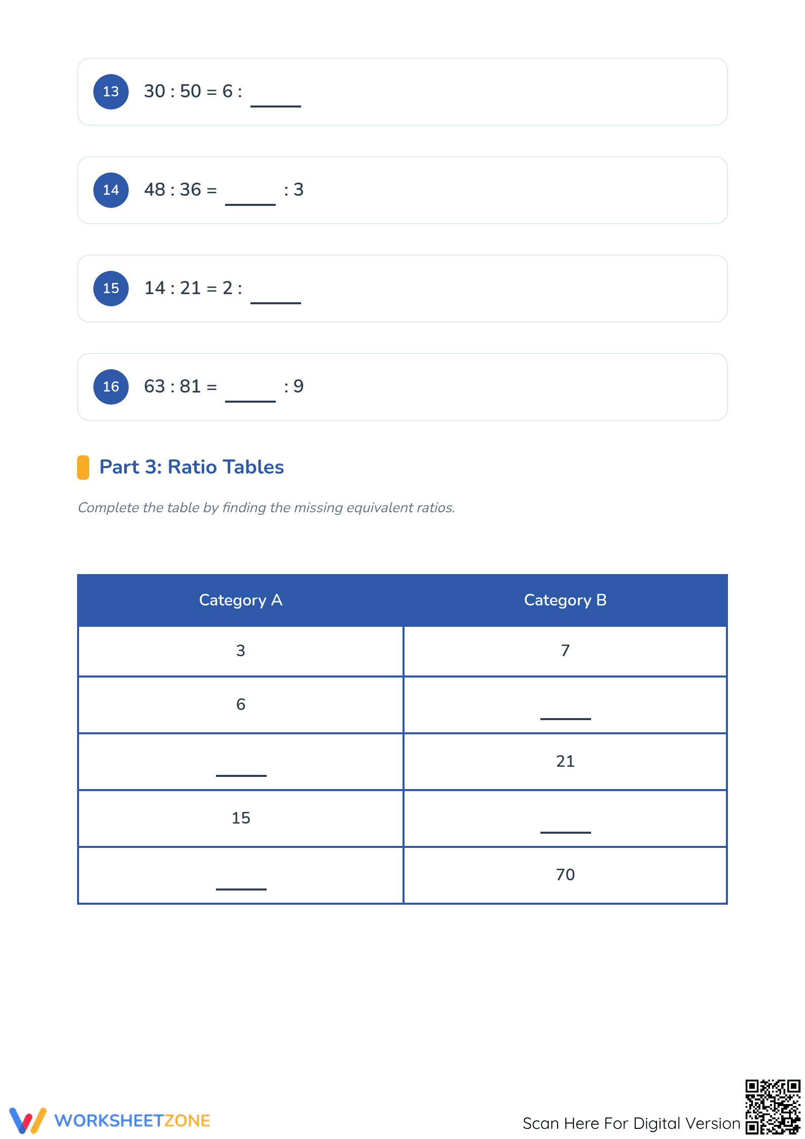 Essential Equivalent Ratio Worksheet | Grades 3-5 Math - Page 3