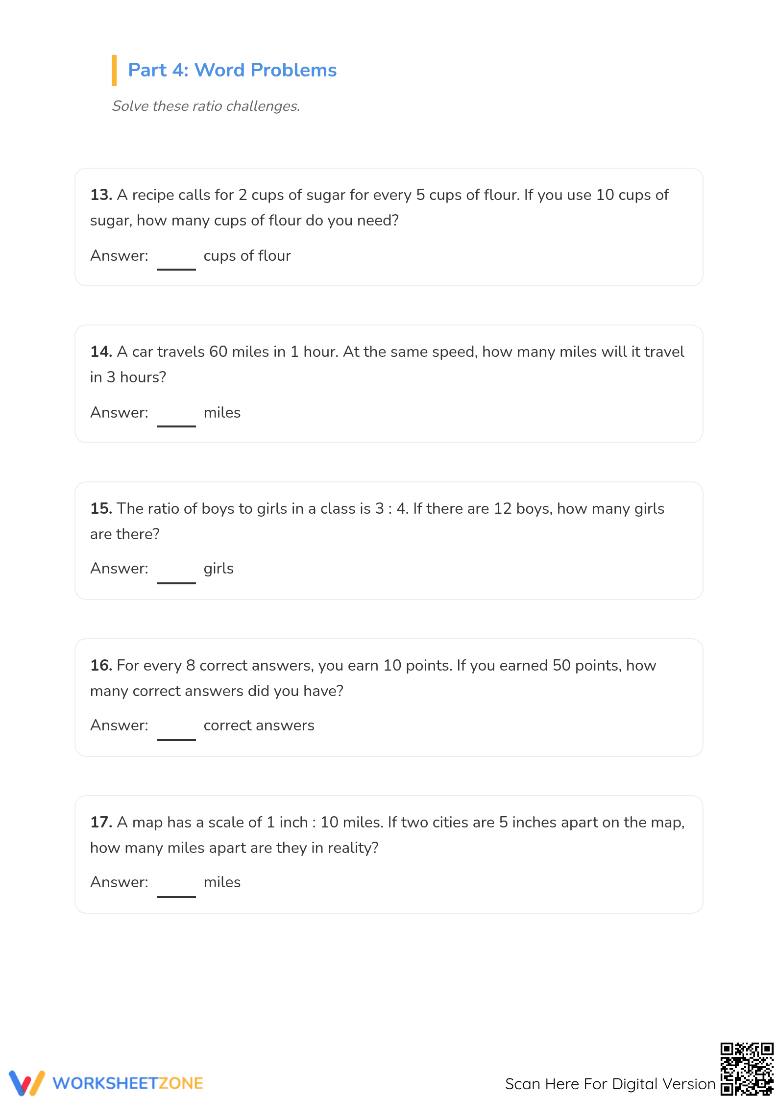 Printable Equivalent Ratios Worksheet | Grade 6 Math - Page 4