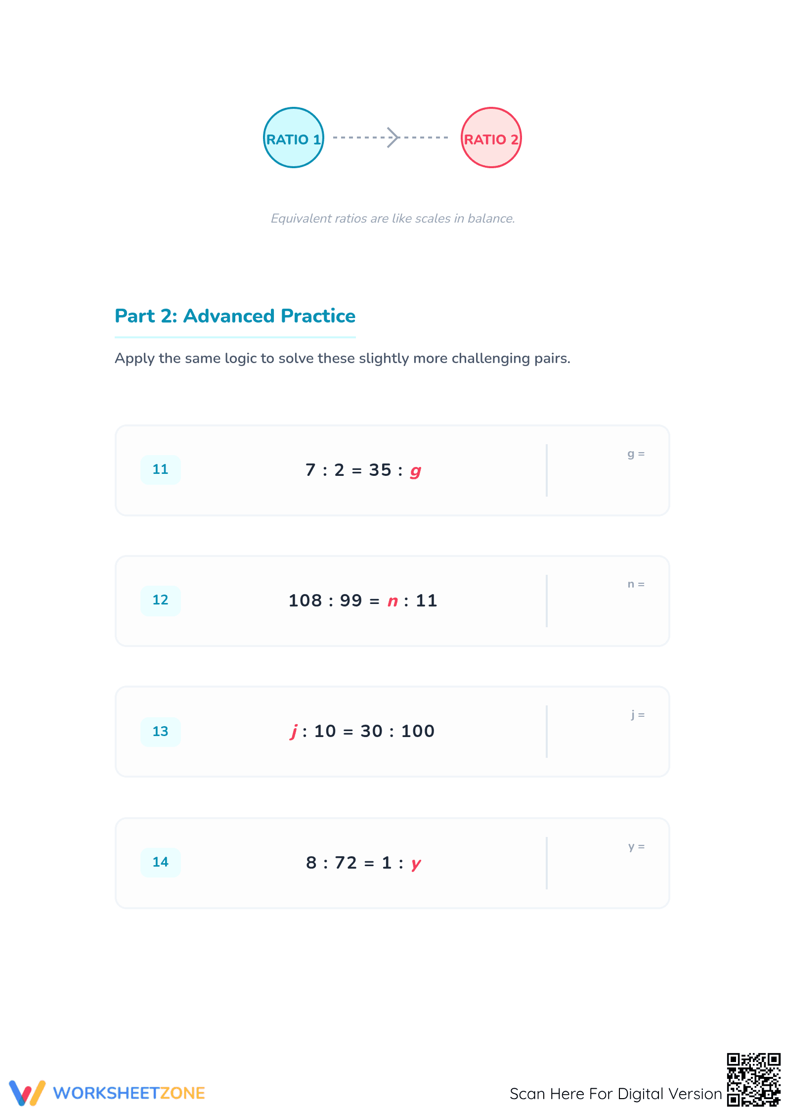Printable Equivalent Ratios Worksheet | Grades 4-6 Ready - Page 3