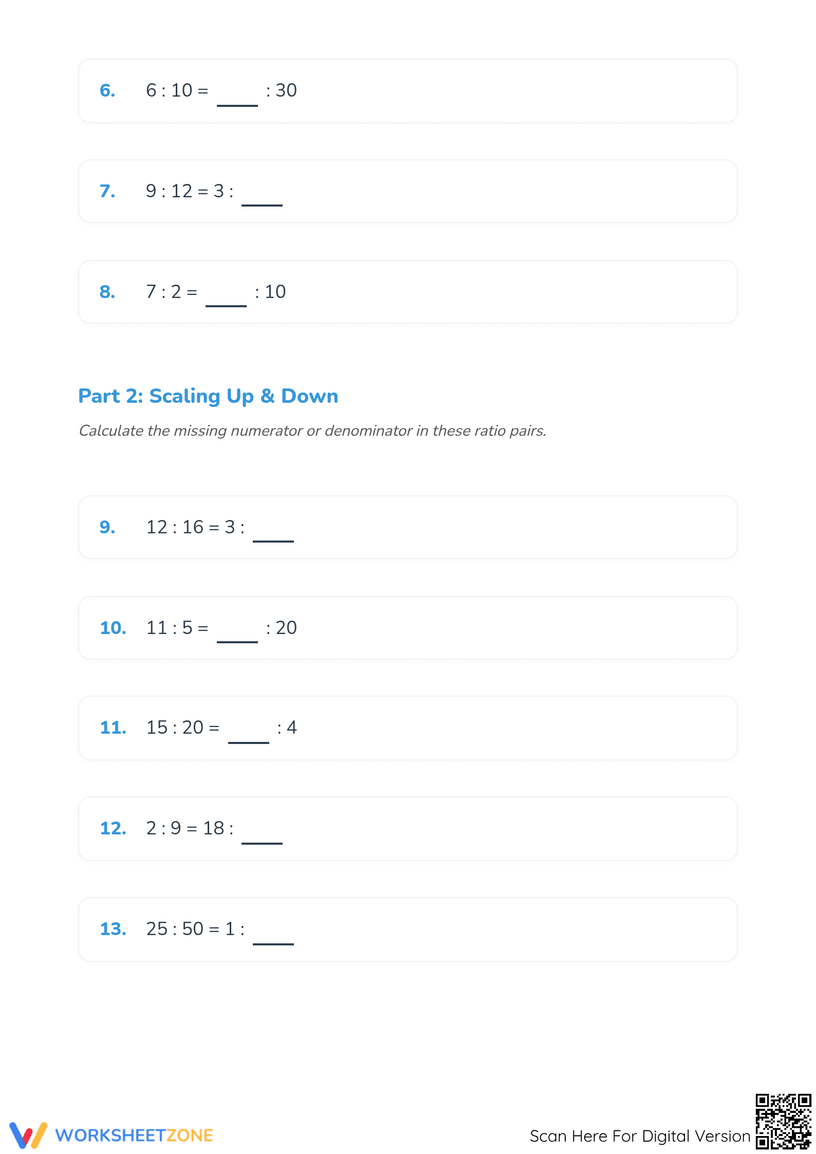 Grade 5 Equivalent Ratios — Printable No-Prep Worksheet - Page 2