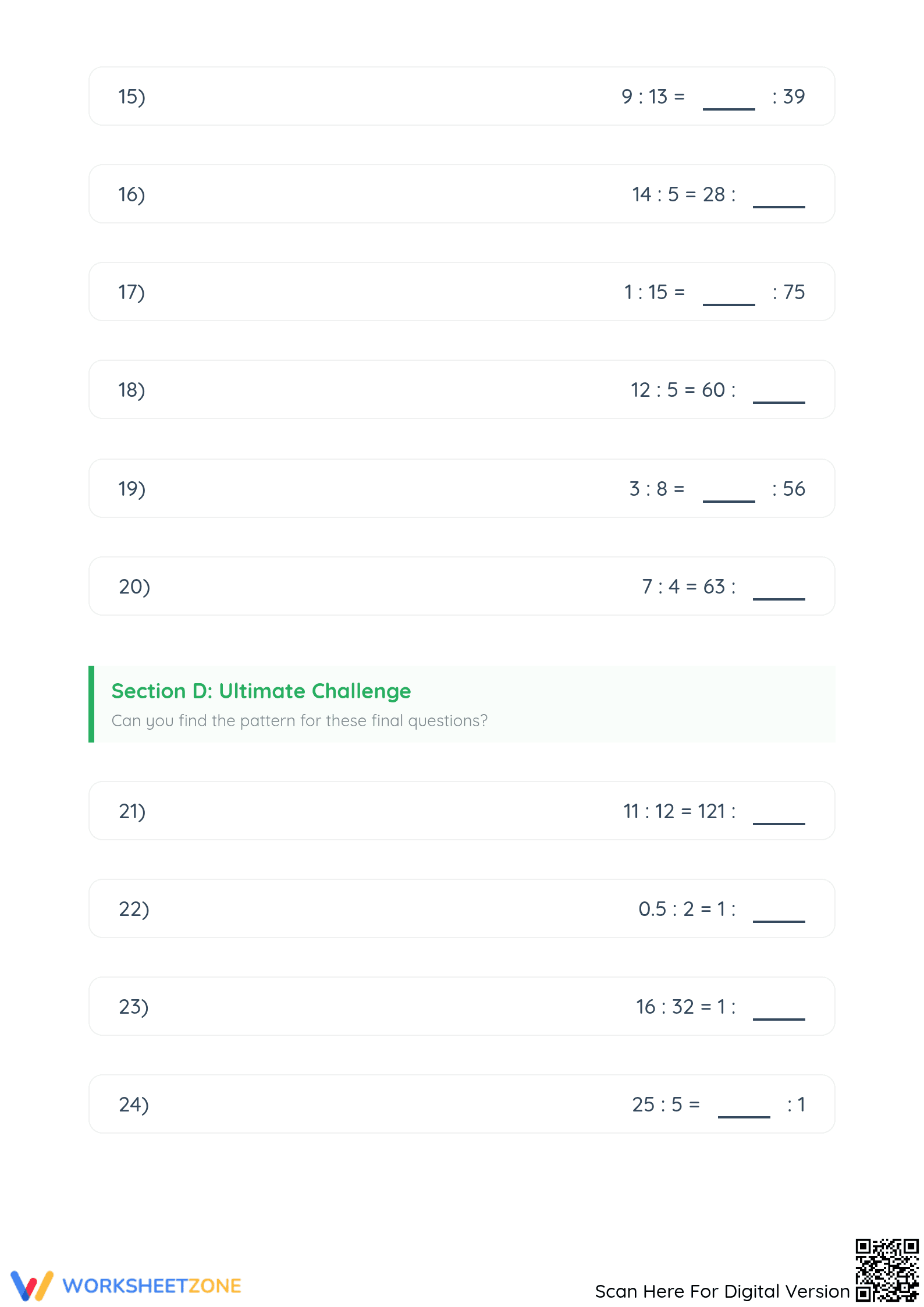 Essential Equivalent Ratios Worksheet | Grades 3-5 Math - Page 3