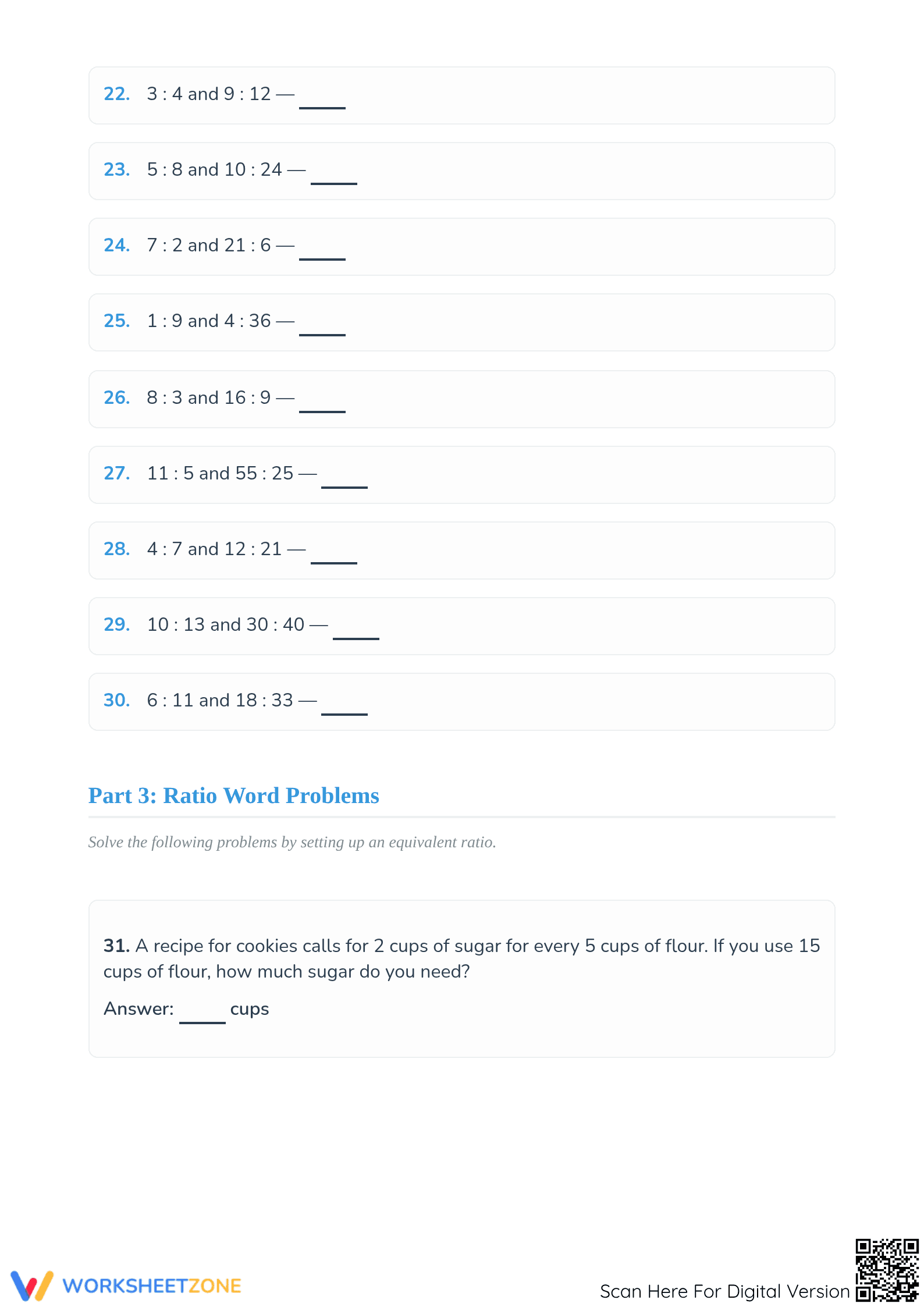 Essential Equivalent Ratios Worksheet | Grades 4-6 Math - Page 3