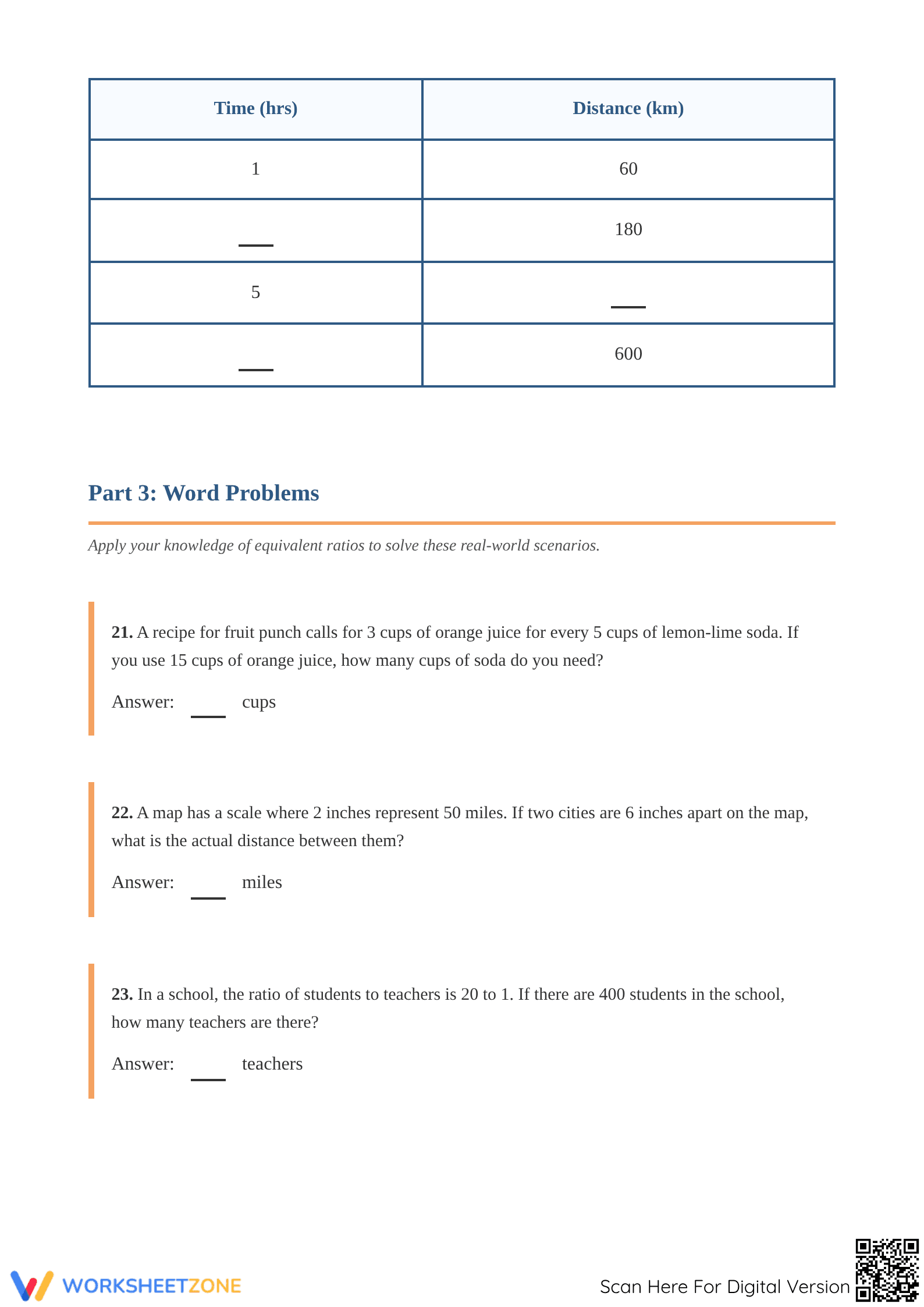 Printable Equivalent Ratios Worksheet | Grade 6 Math - Page 3