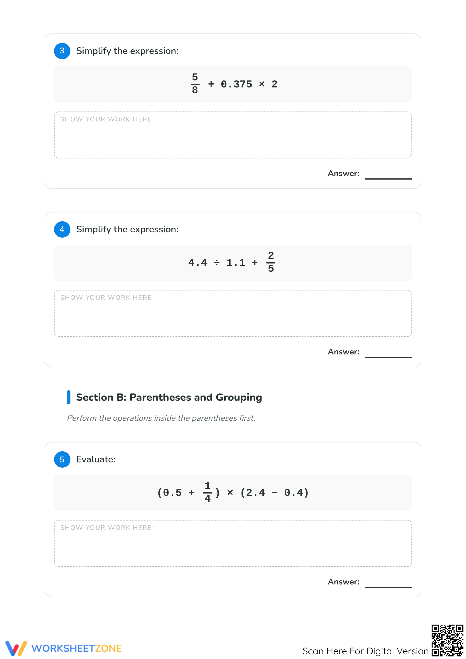 Essential Order of Operations: Fractions and Decimals - Page 2