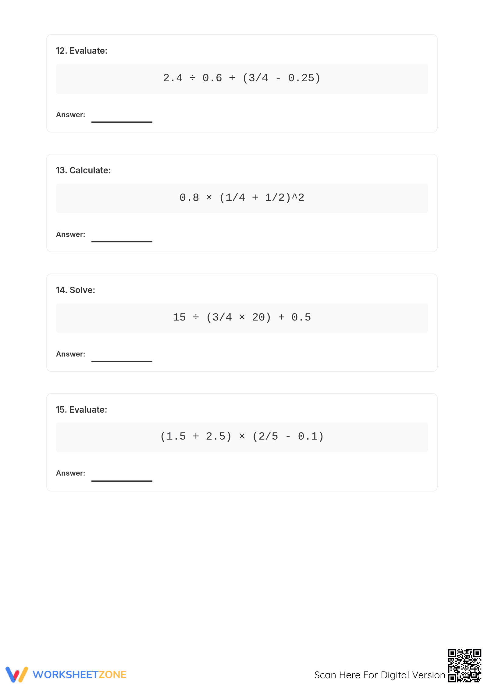 Order of Operations Worksheet | Grade 7 Math Essential - Page 4