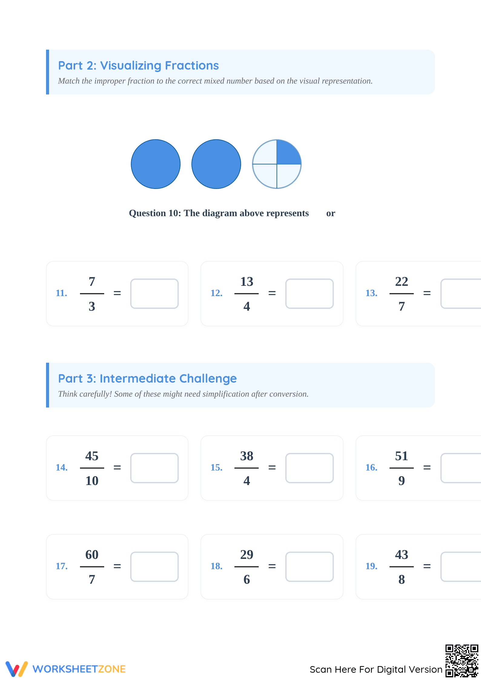 Essential Grade 3 Improper Fractions to Mixed Numbers - Page 2