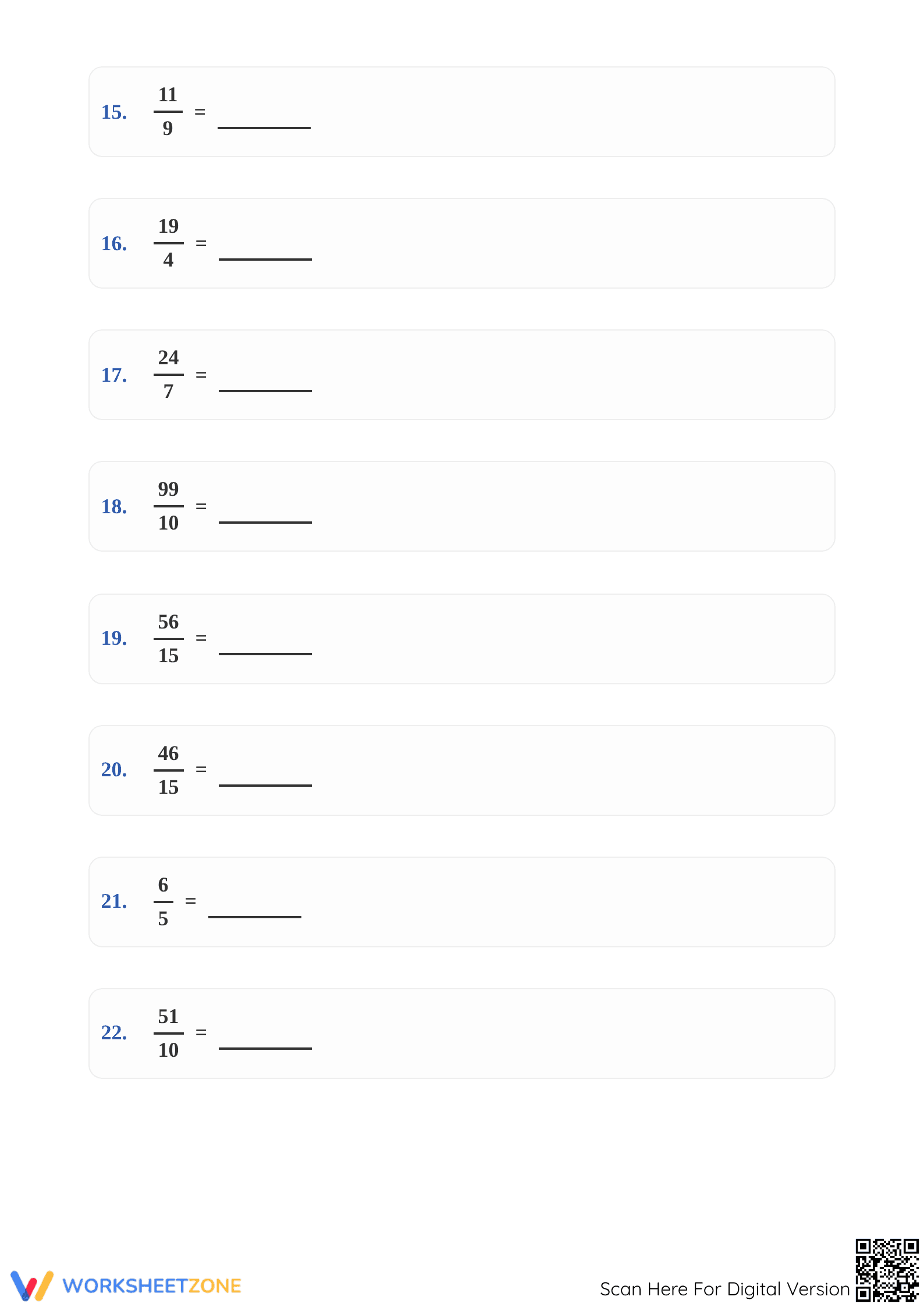 Essential Improper to Mixed Fractions Worksheet | Grade 3 - Page 3