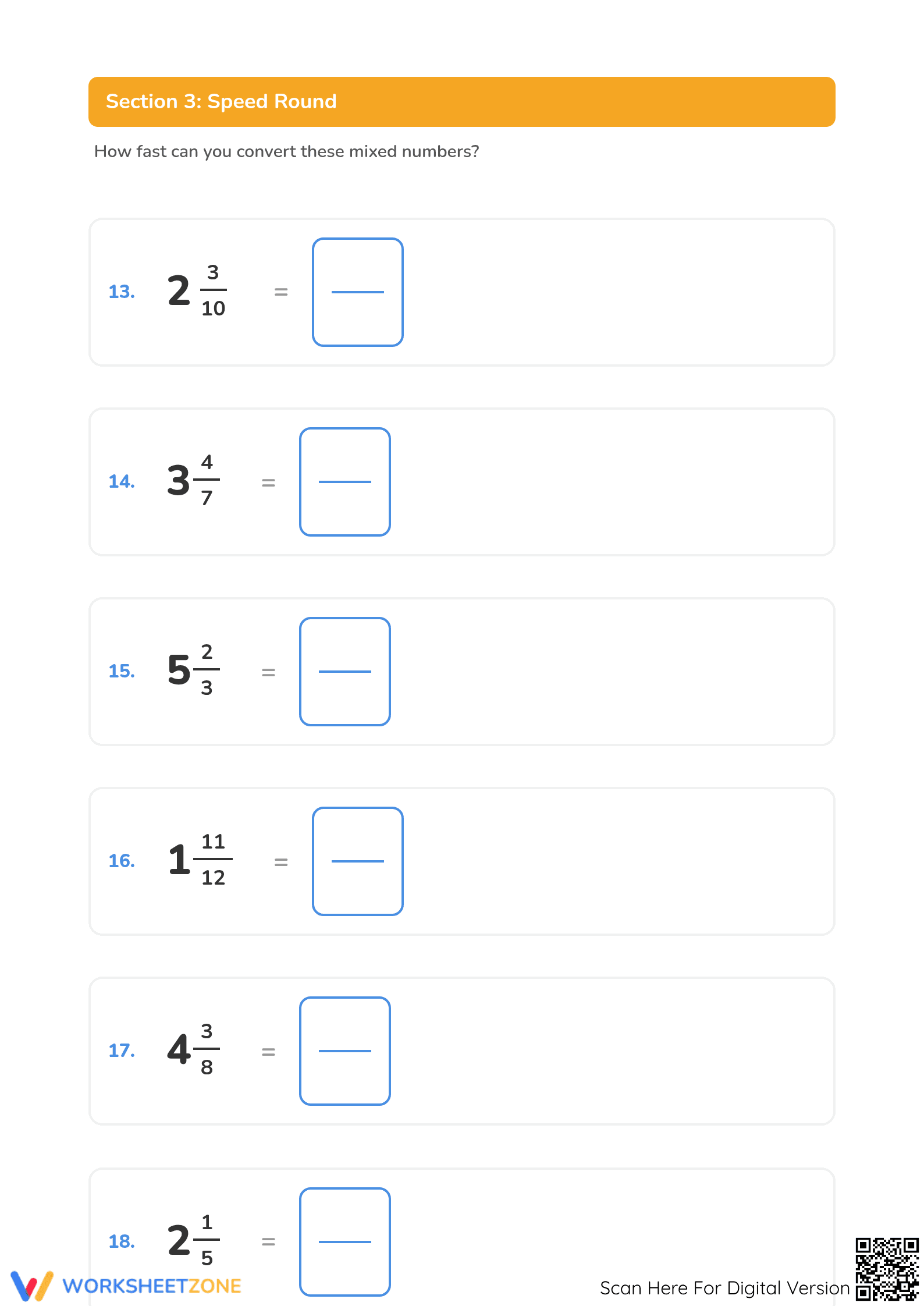 Essential Grade 3 Mixed to Improper Fractions Worksheet - Page 4