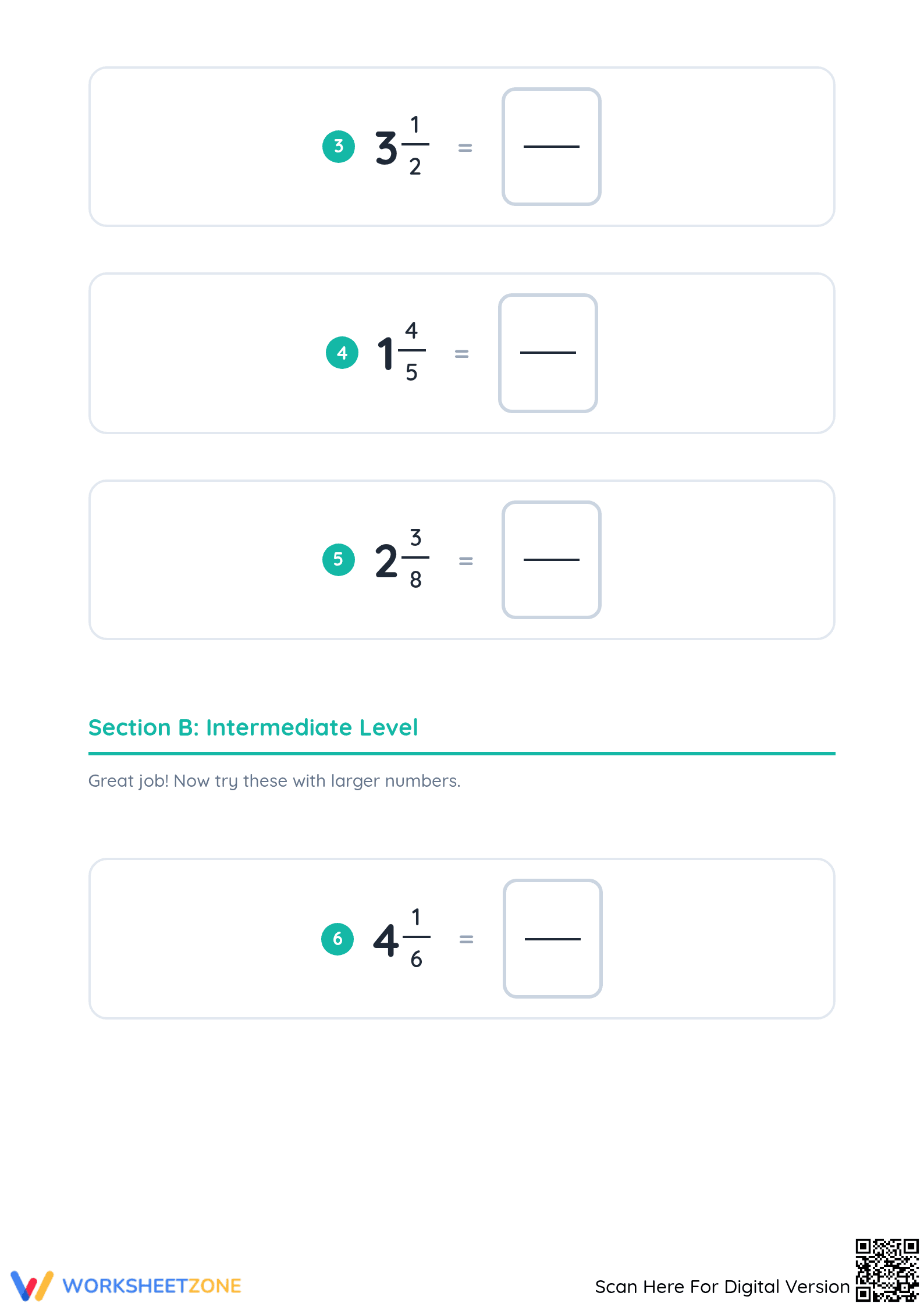 Mixed Fractions to Improper Fractions | Printable Grade 3 - Page 2