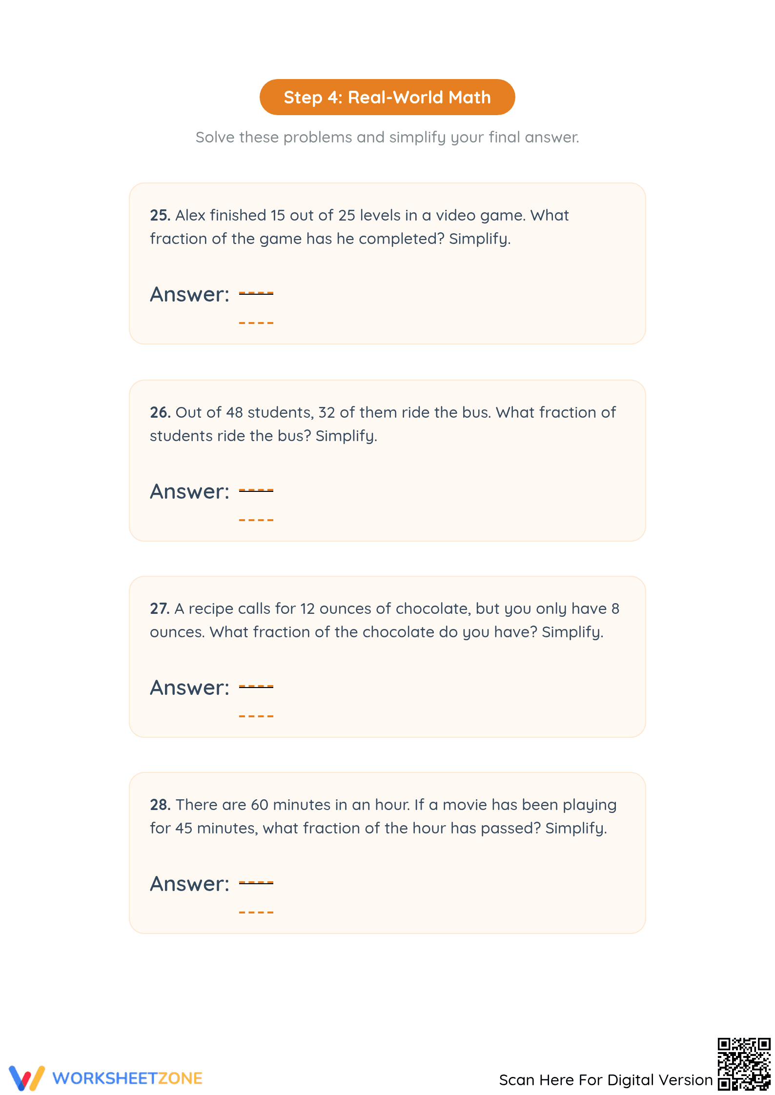 Printable Simplifying Fractions Worksheet | Grade 4-6 Math - Page 4