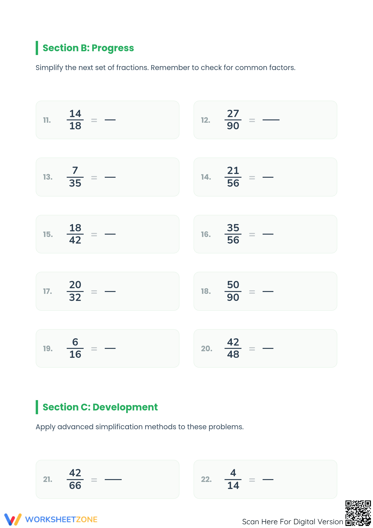 Printable Simplifying Fractions | Grade 5-6 Math - Page 2