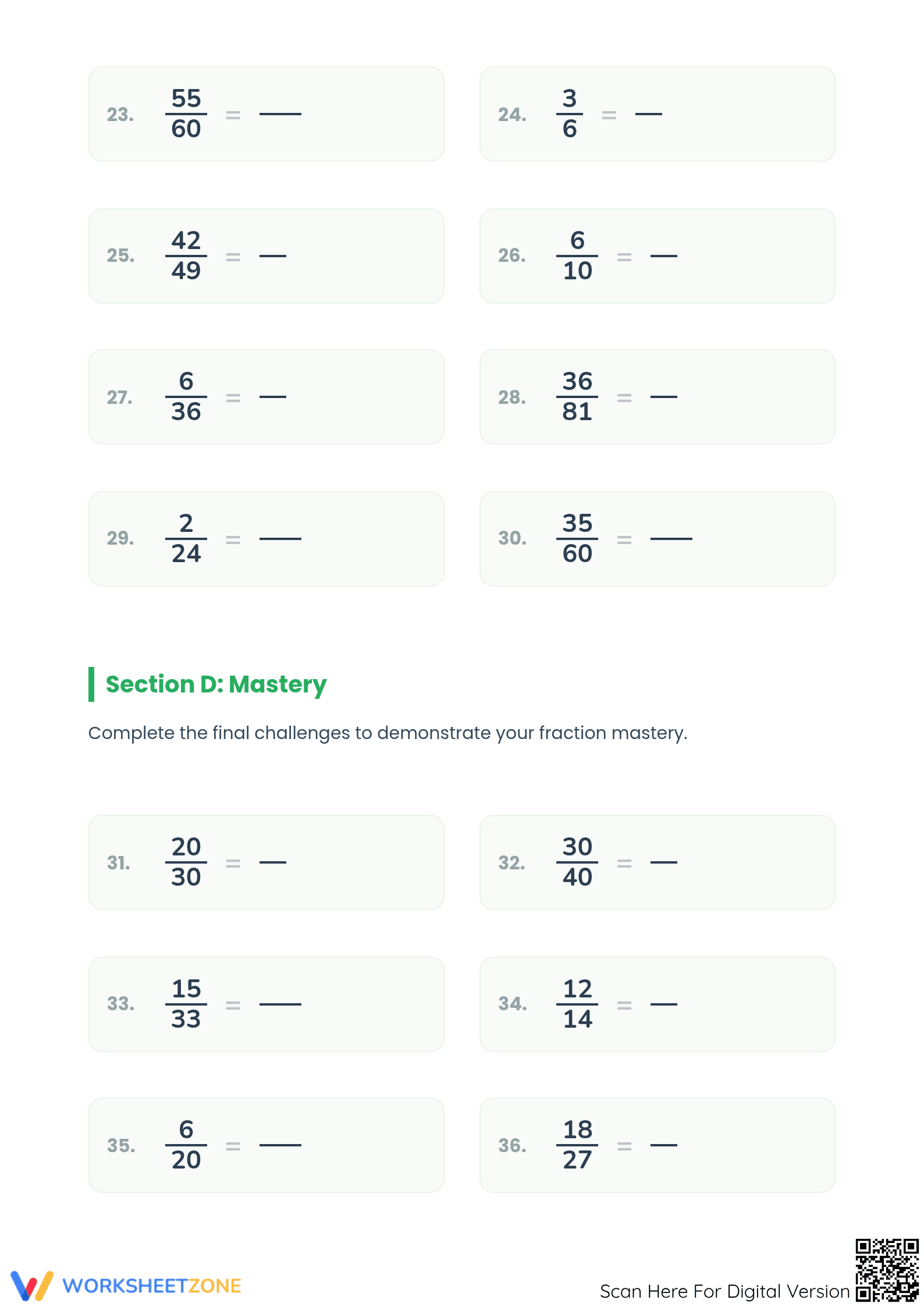 Printable Simplifying Fractions | Grade 5-6 Math - Page 3