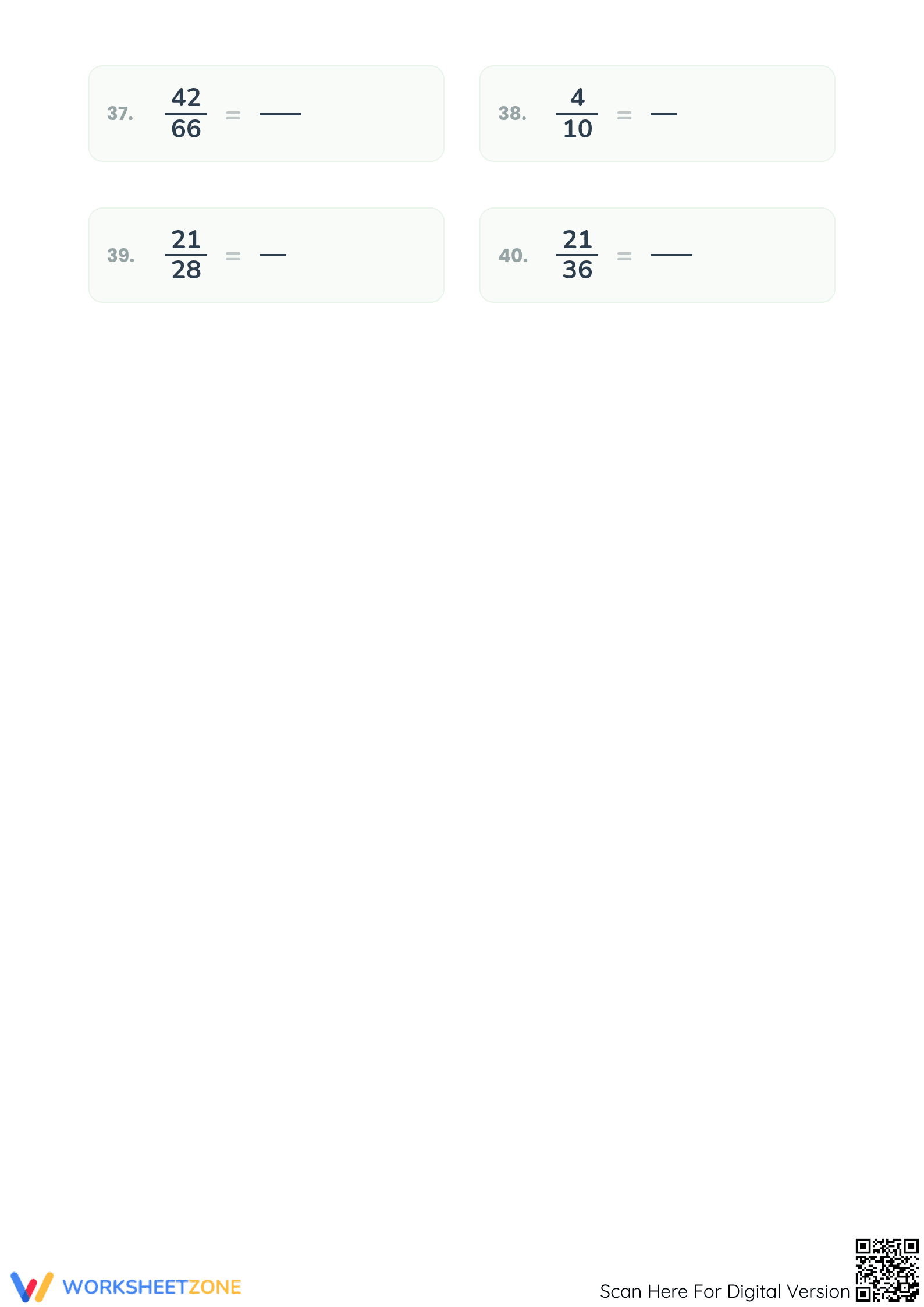 Printable Simplifying Fractions | Grade 5-6 Math - Page 4