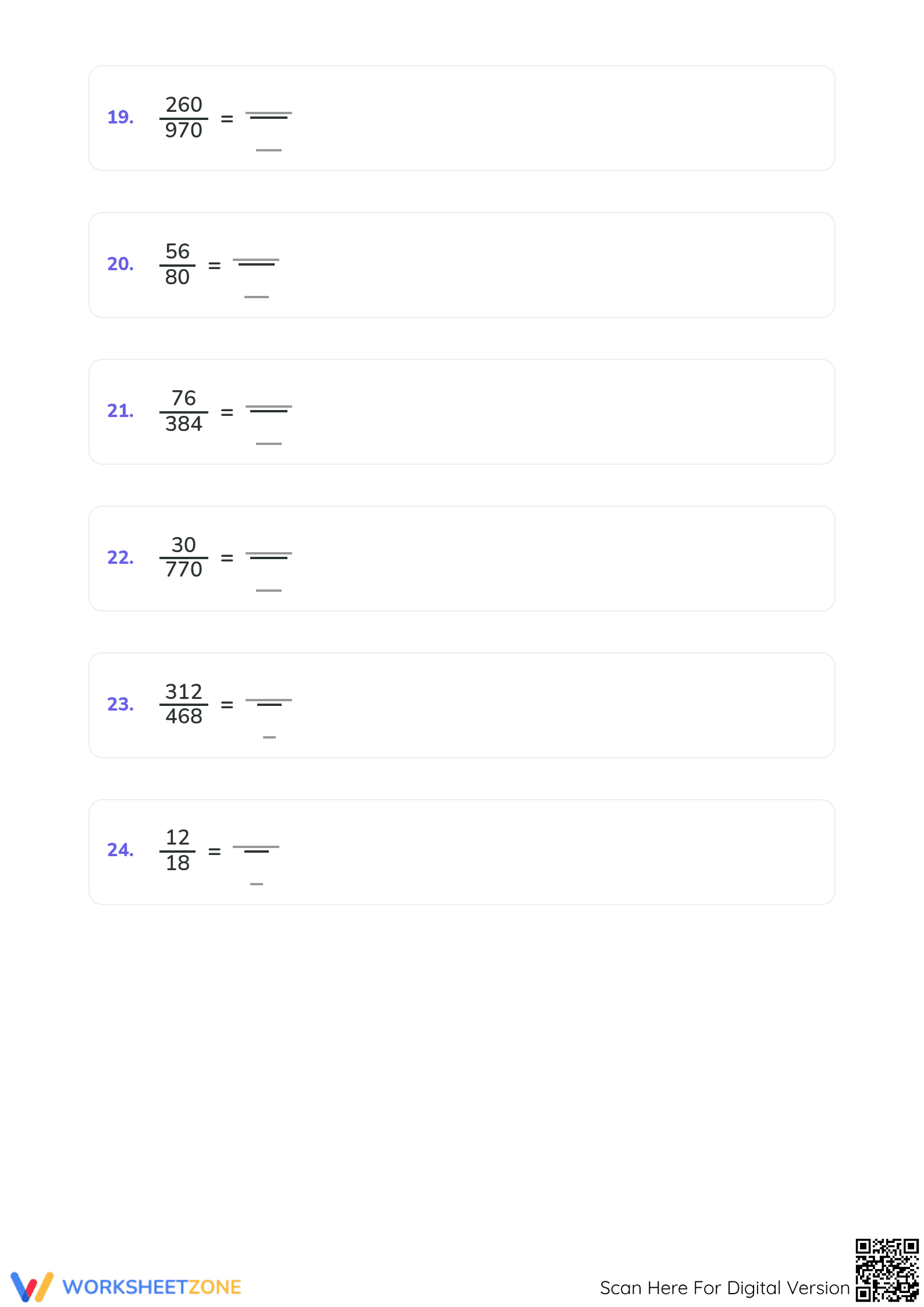 Essential Simplify Fractions (Hard) Worksheet | Grade 4-8 - Page 4
