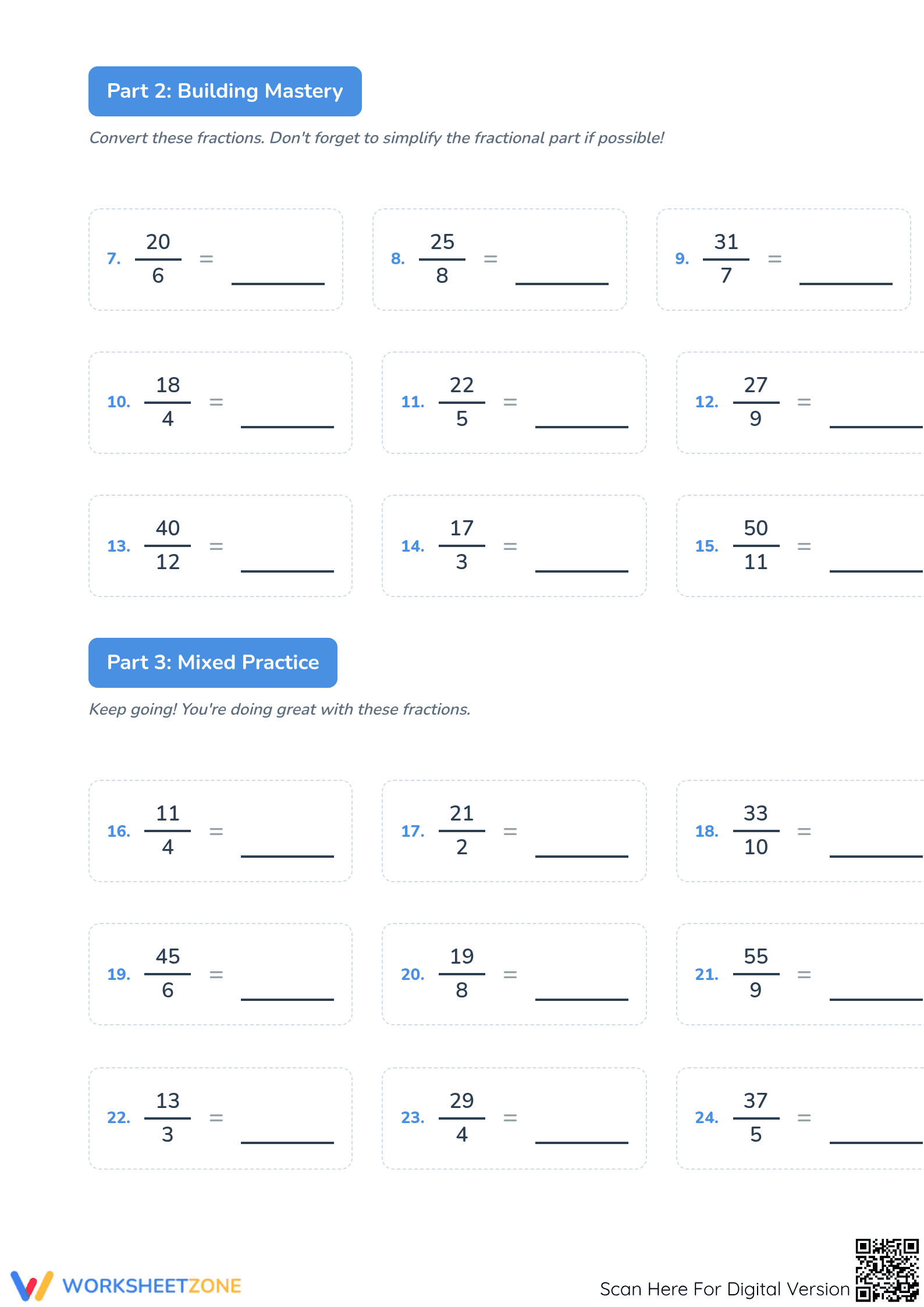 Essential Simplify Improper Fractions Worksheet | Grade 4 - Page 2