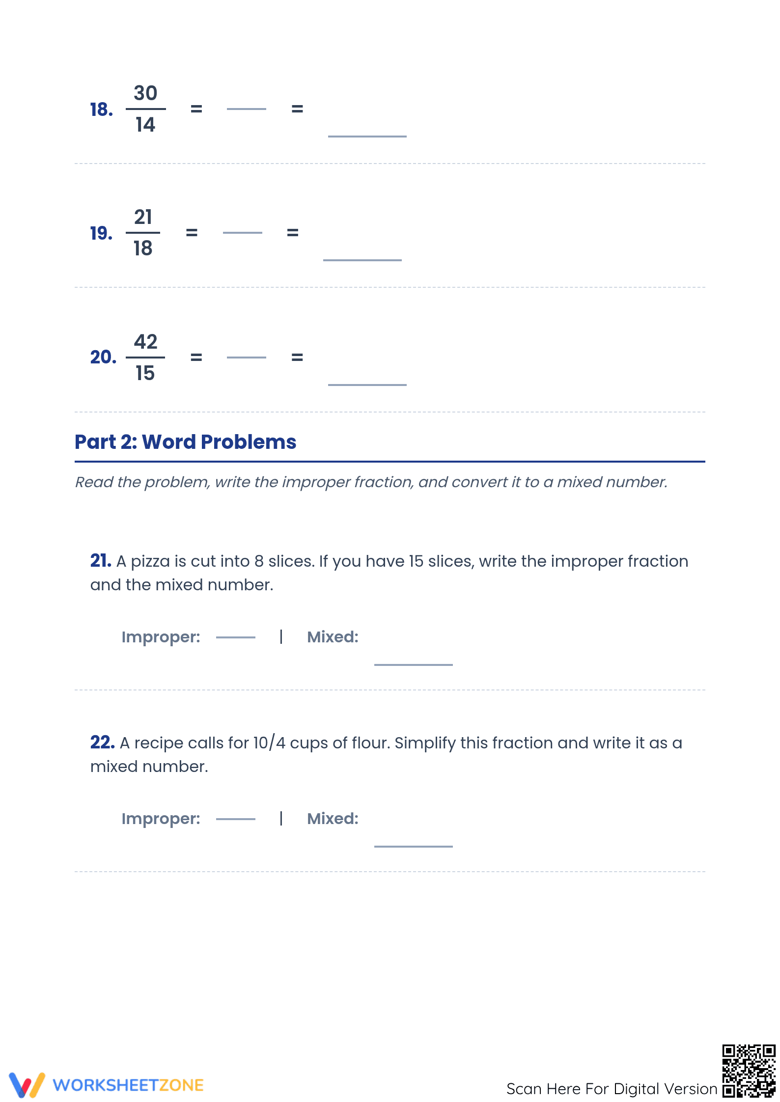 Printable Simplifying Improper Fractions Worksheet | Grade 4 - Page 4
