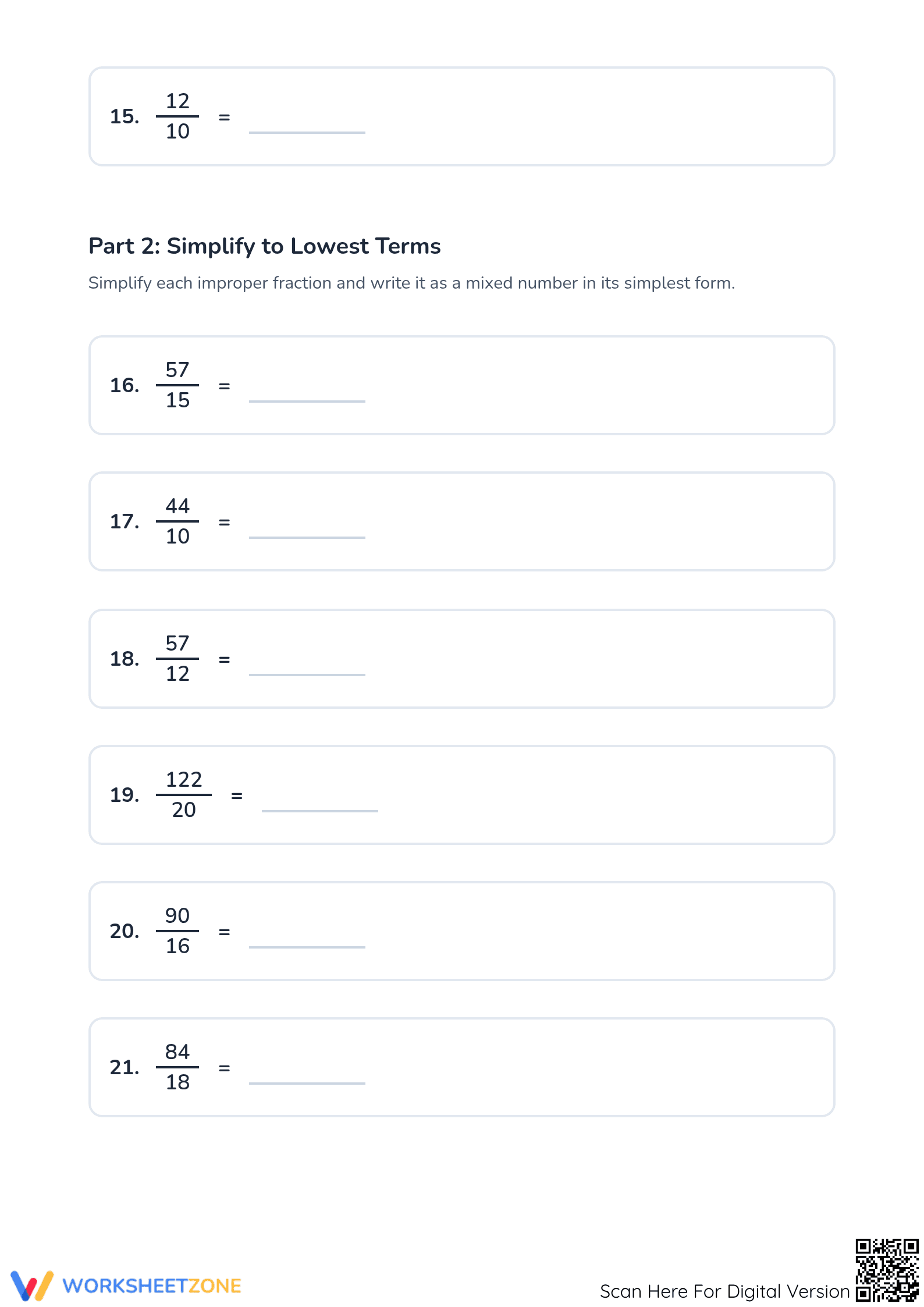 Essential Improper Fractions Worksheet | Grade 4-6 Math - Page 3