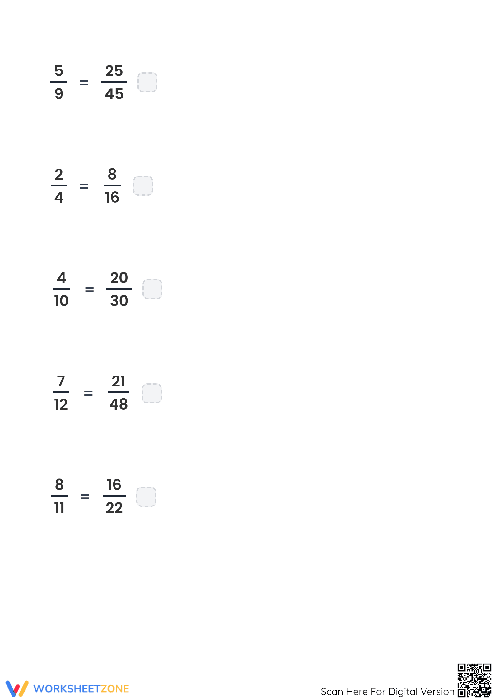Essential Equivalent Fractions Test | Printable Grade 4-6 - Page 2